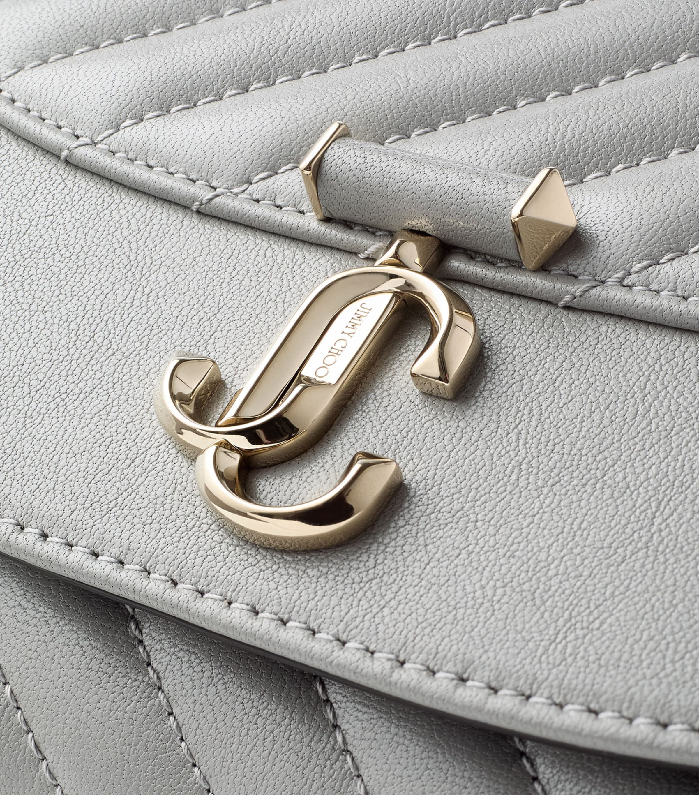 Leather Curve Clutch Bag DOVE/SHINY GOLD Image 5