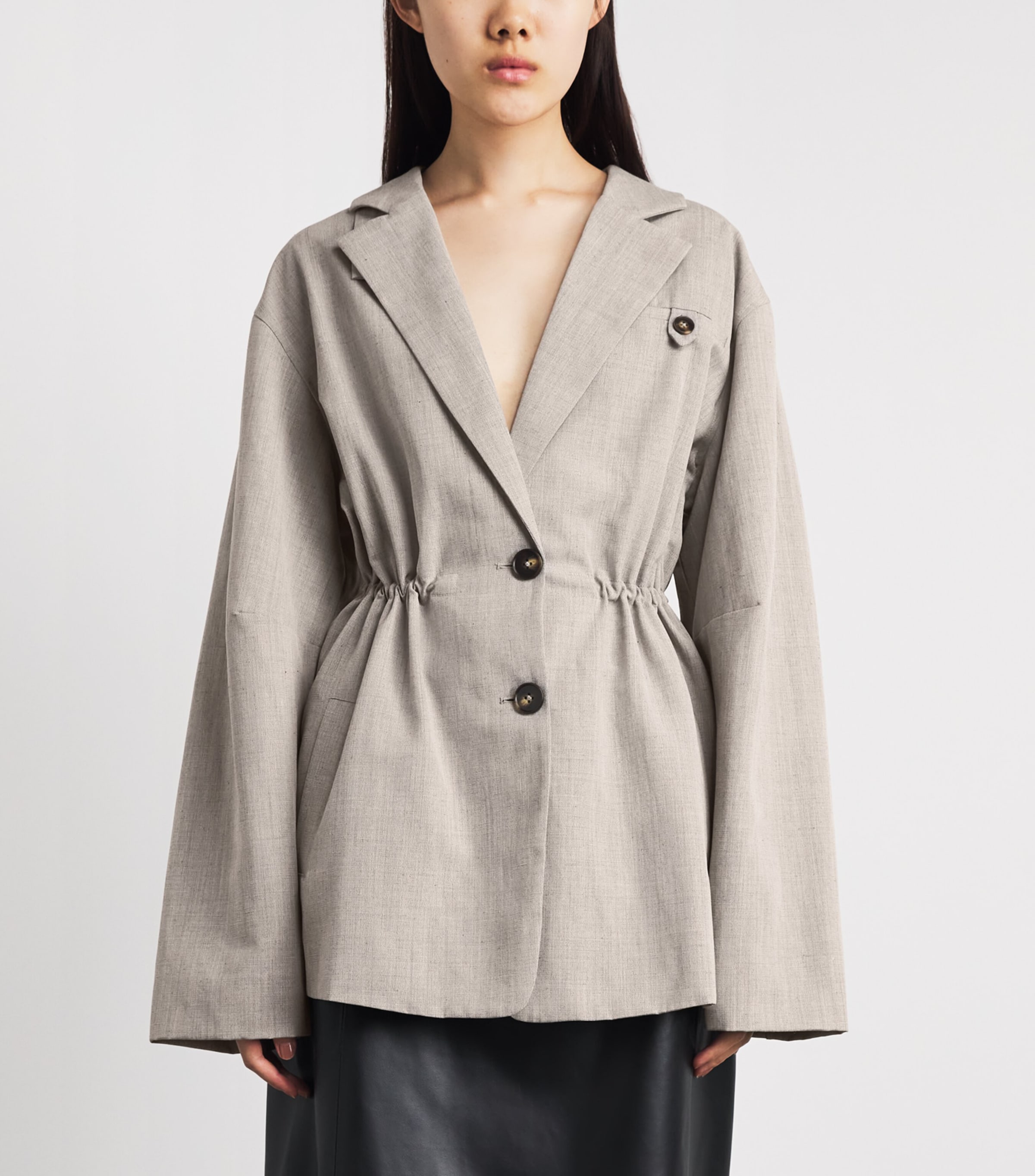 St Agni St. Agni Drawstring Blazer In Beige