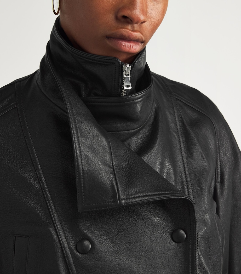 Leather Thalia Bomber Jacket BLACK Image 6