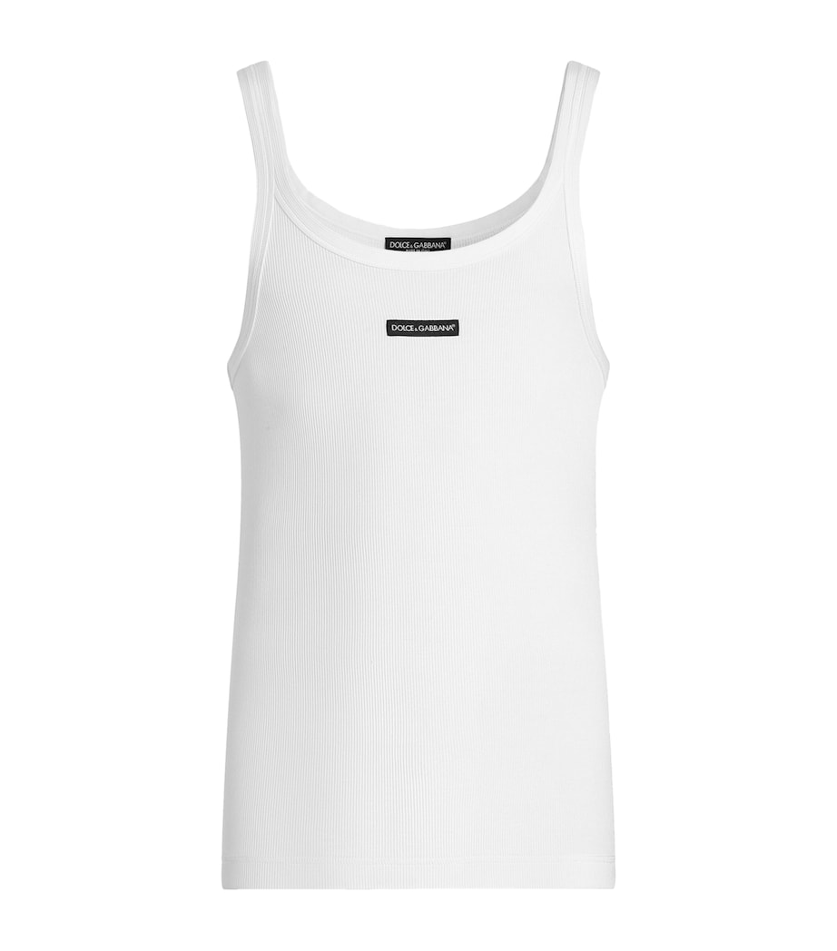 Dolce&Gabbana Mens Cotton Ribbed Logo Tank Top Opti Image 1