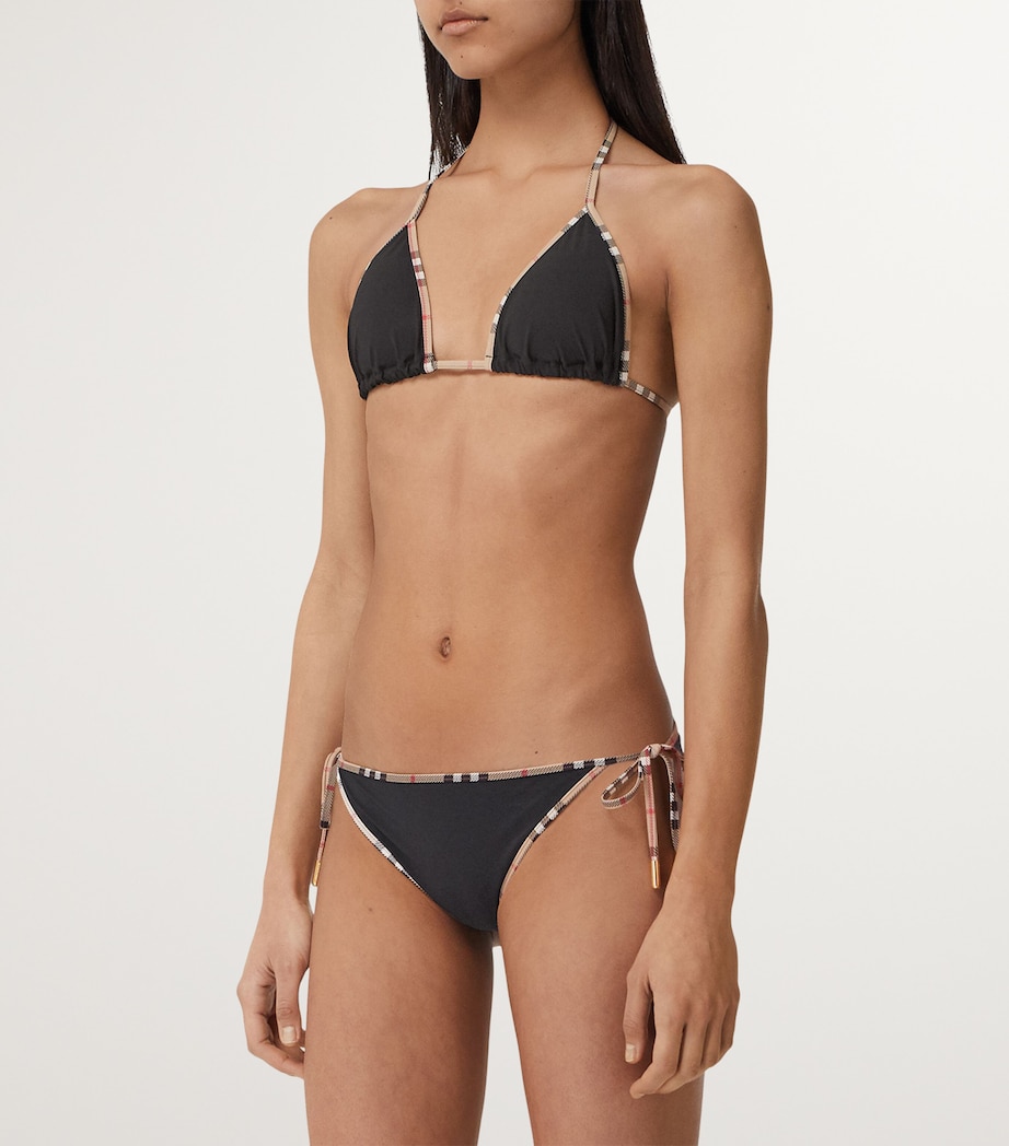 Burberry Womens Check-Trim Triangle Bikini Black Image 4