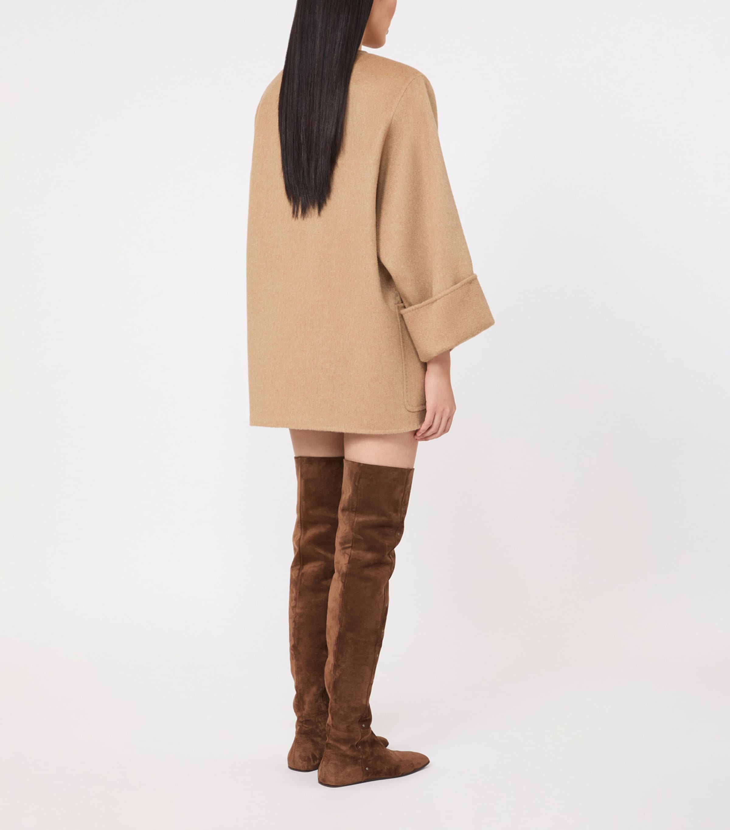 Max Mara Womens Camel-Wool Short Belted Coat Camel Image 3