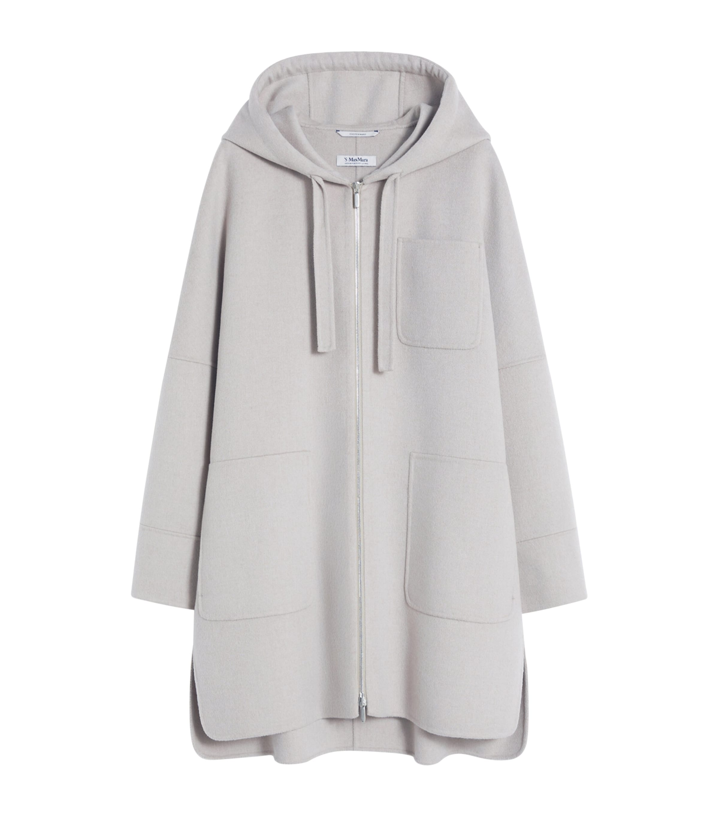 Max Mara Womens Virgin Wool Hooded Coat Beige Image 1