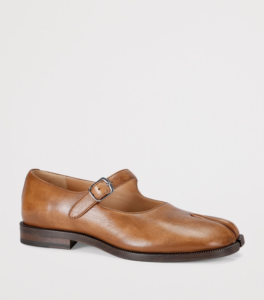 Sun-Bleached Leather Tabi Mary Jane Shoes TAN Image 3