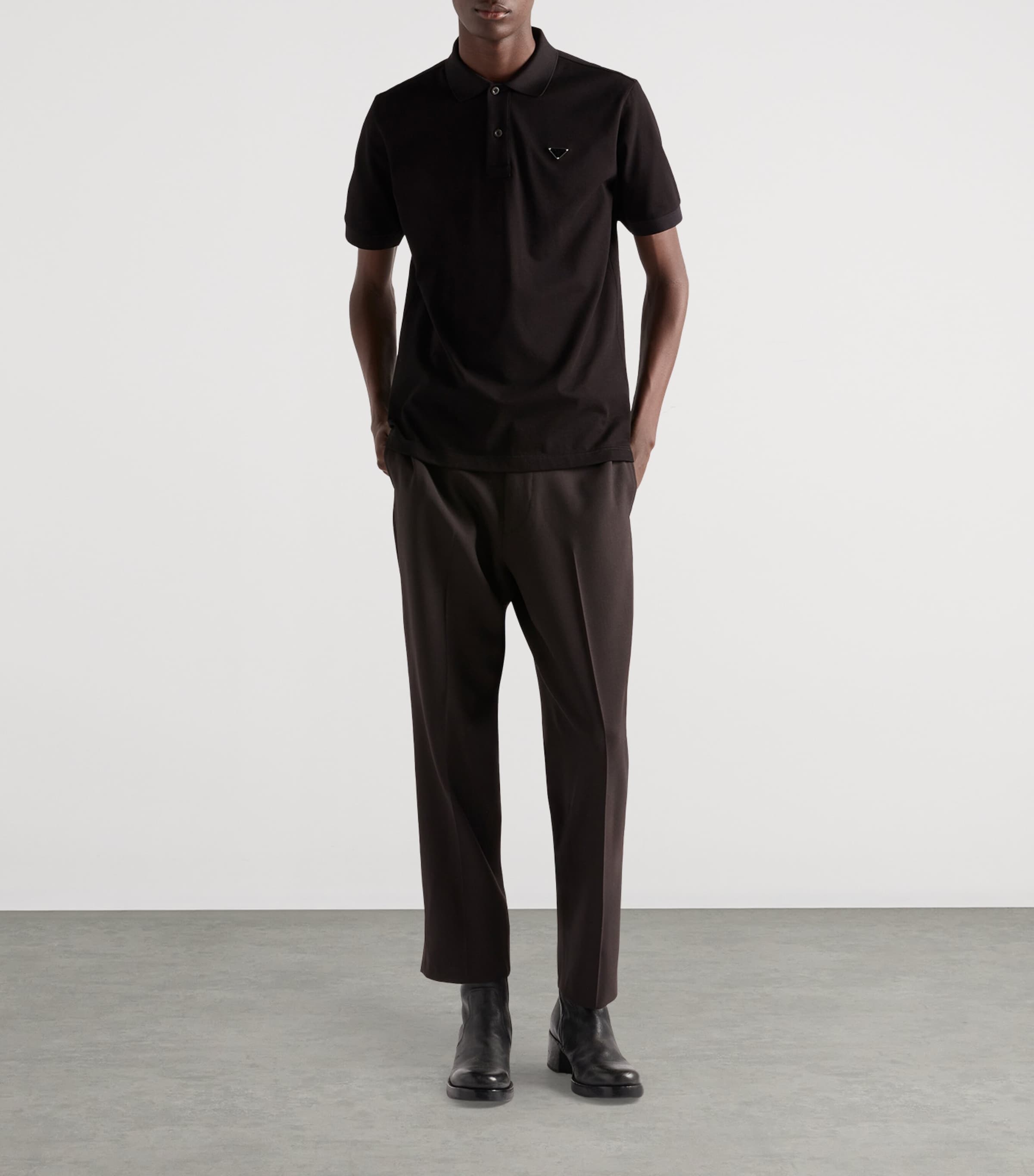Prada Black Cotton Piqué Polo Shirt | Harrods UK