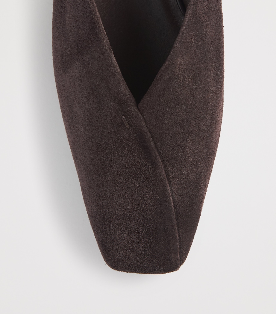 Max Mara Suede Leather-Trim Ballet Flats Dark Brown Image 6