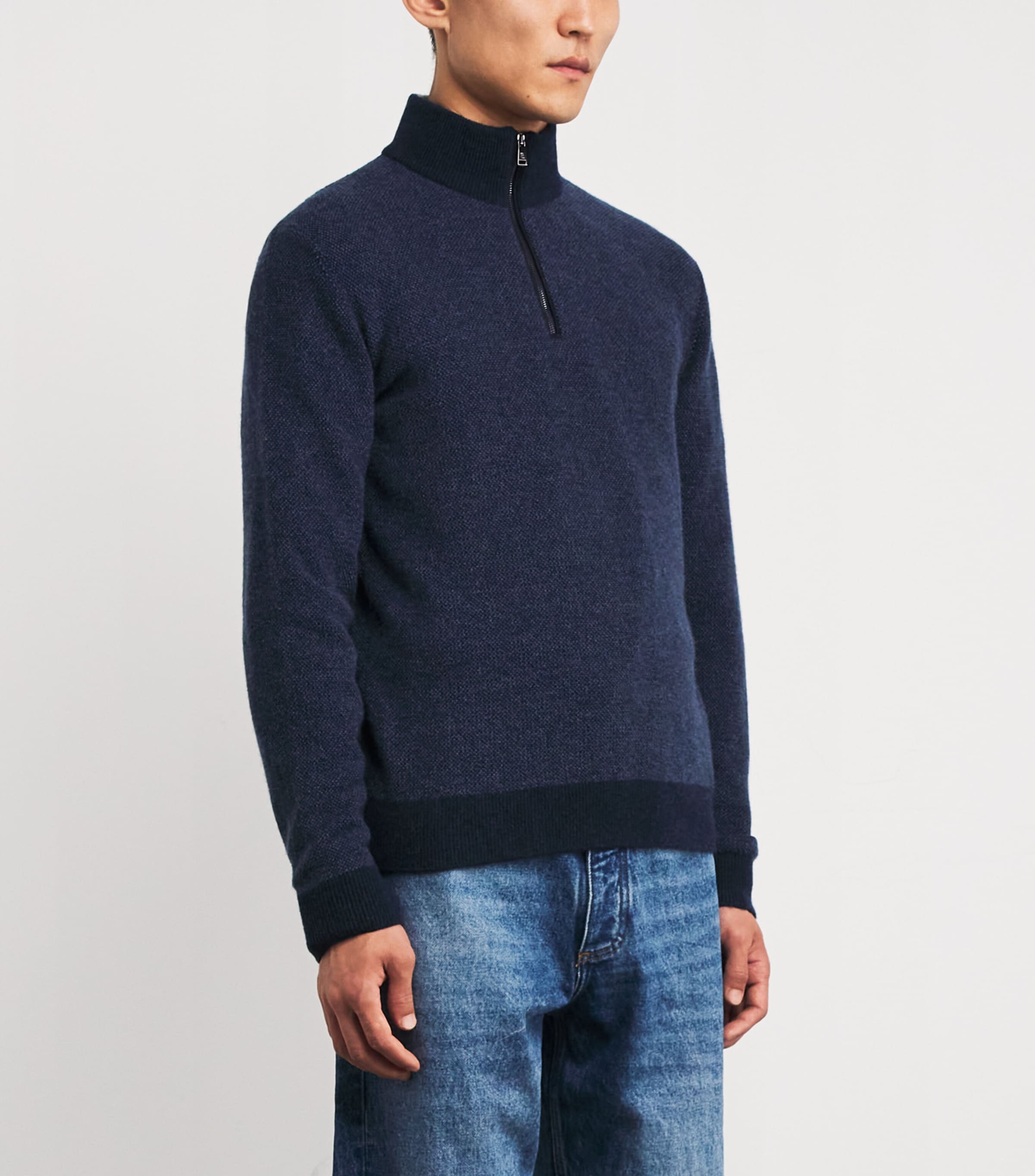 Cashmere Quarter-Zip Sweater  CHAIRMAN NAVY Image 3
