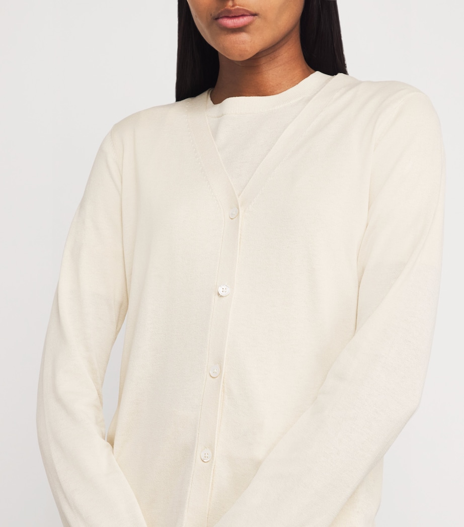 Silk-Cotton Efedra Cardigan IVORY Image 6
