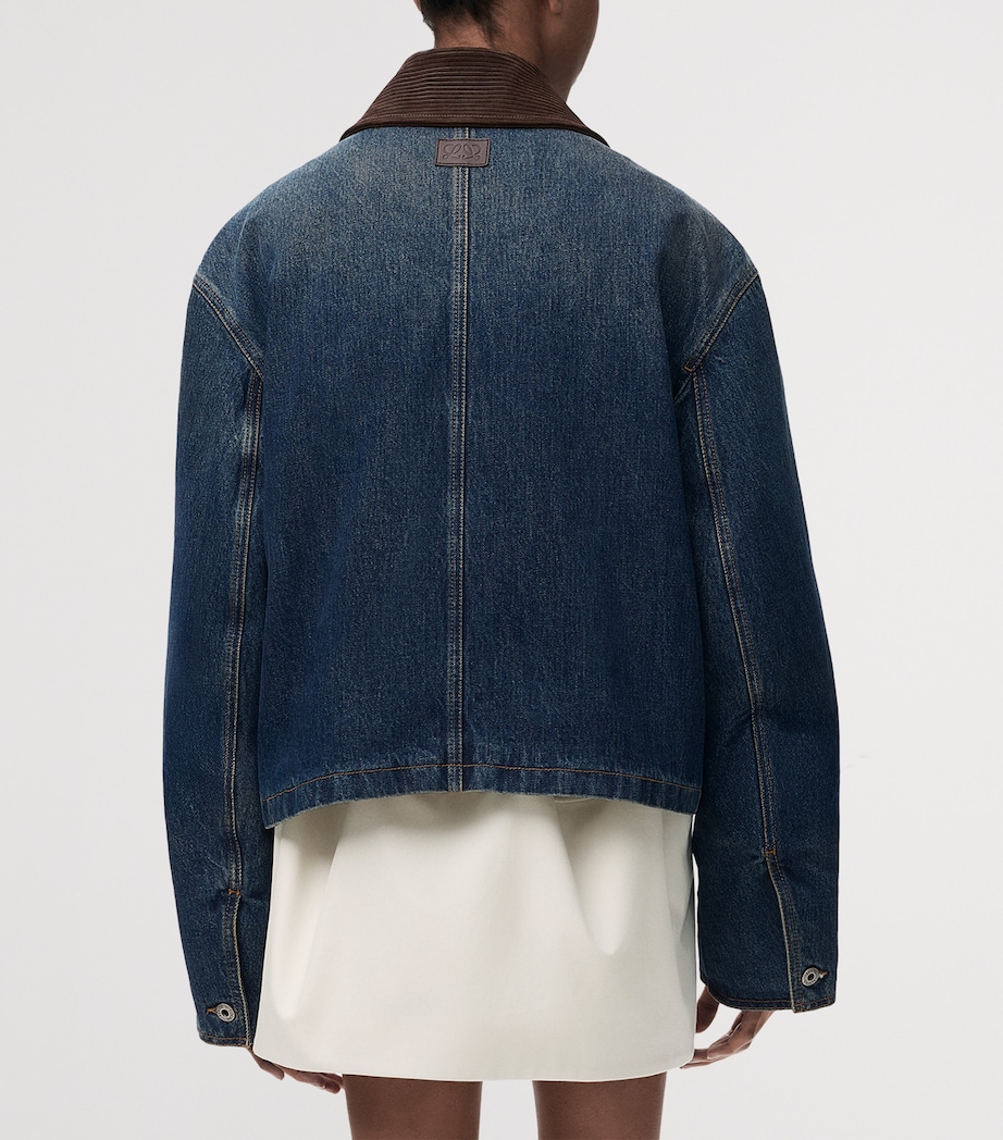 LOEWE Womens Denim-Suede Cropped Parka Dark Blue Image 4