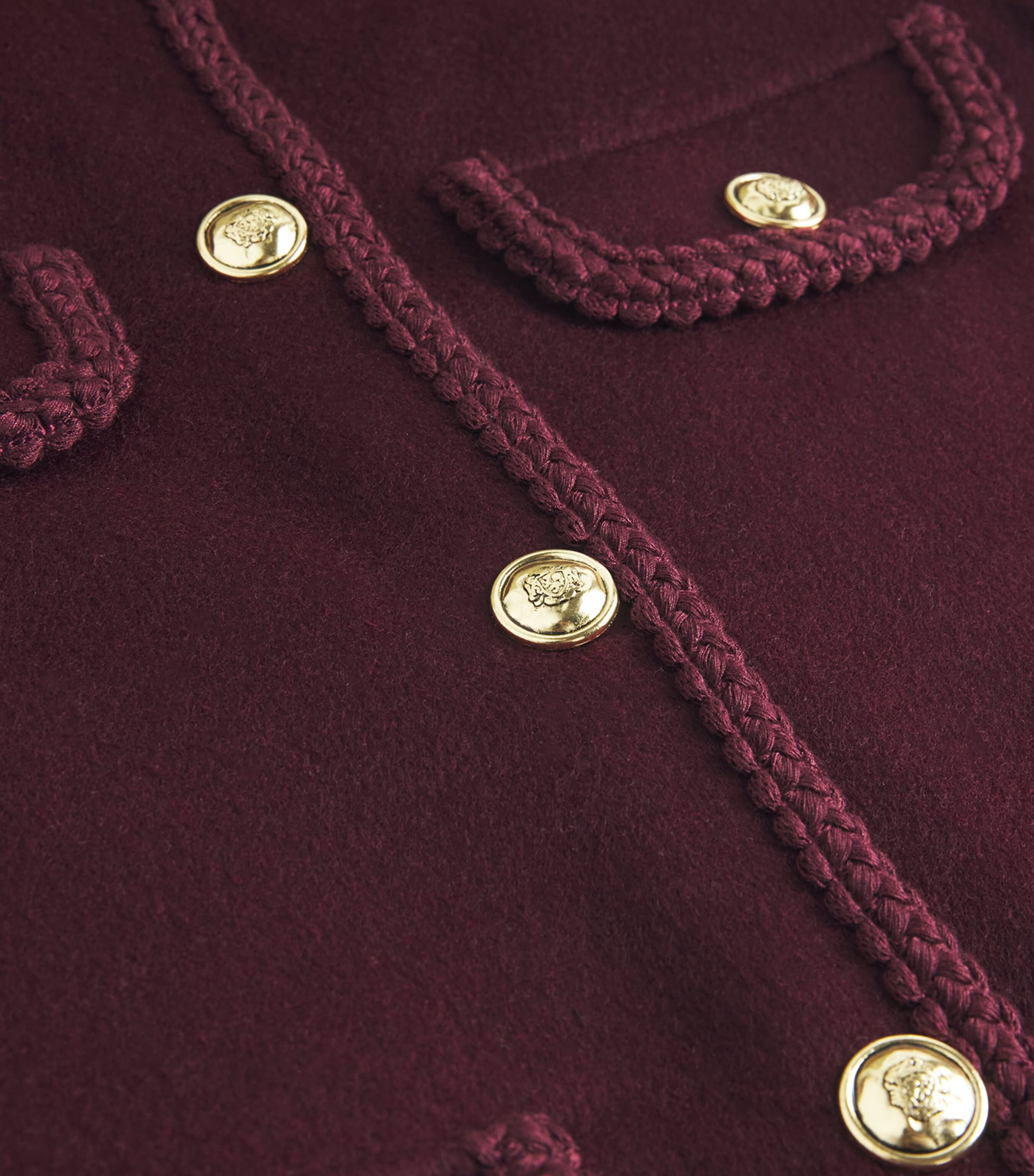 Wool-Blend Braid-Trim Jacket BORDEAUX Image 5