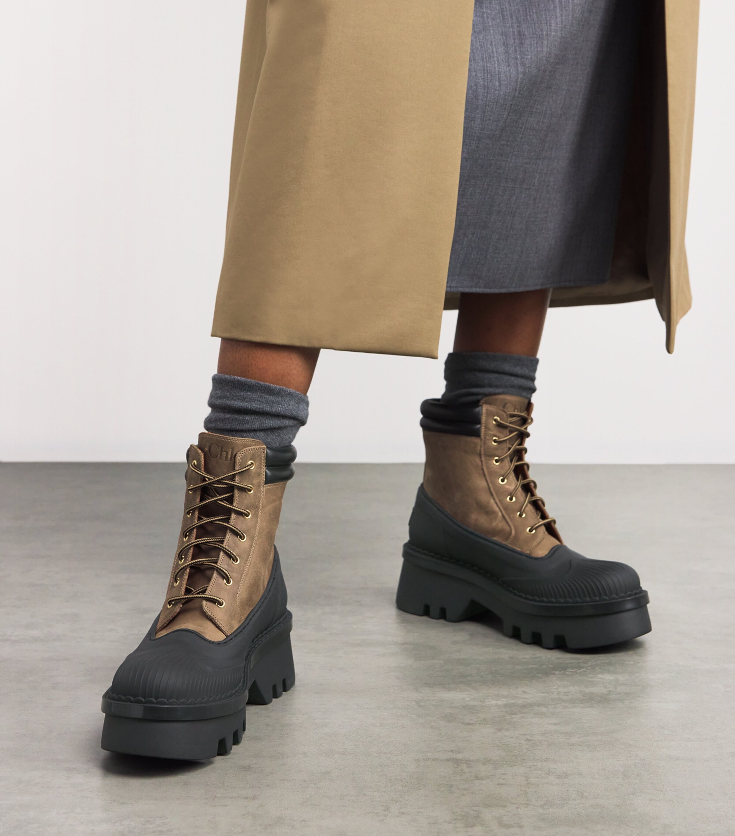 Chloé Beige Lace-Up Phoenix Boots 50 | Harrods US