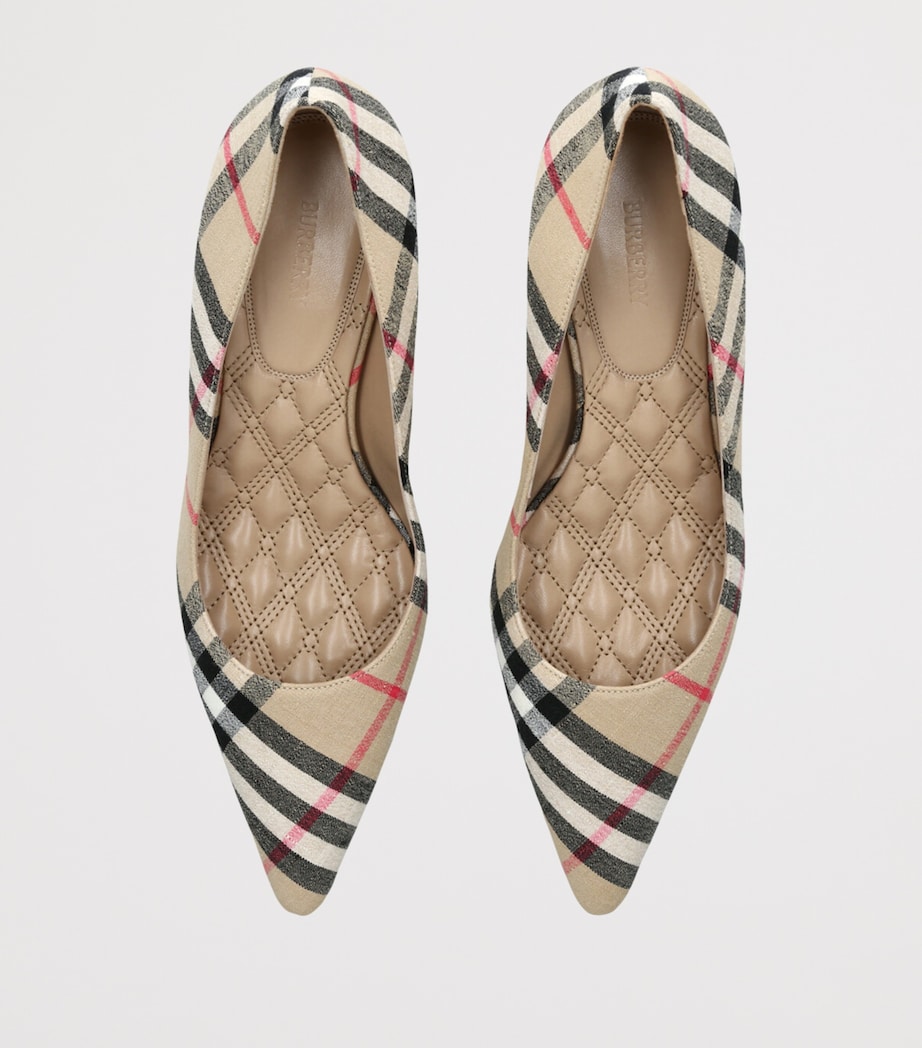 Linen Check Dame Pumps 55 BEIGE COMB Image 4