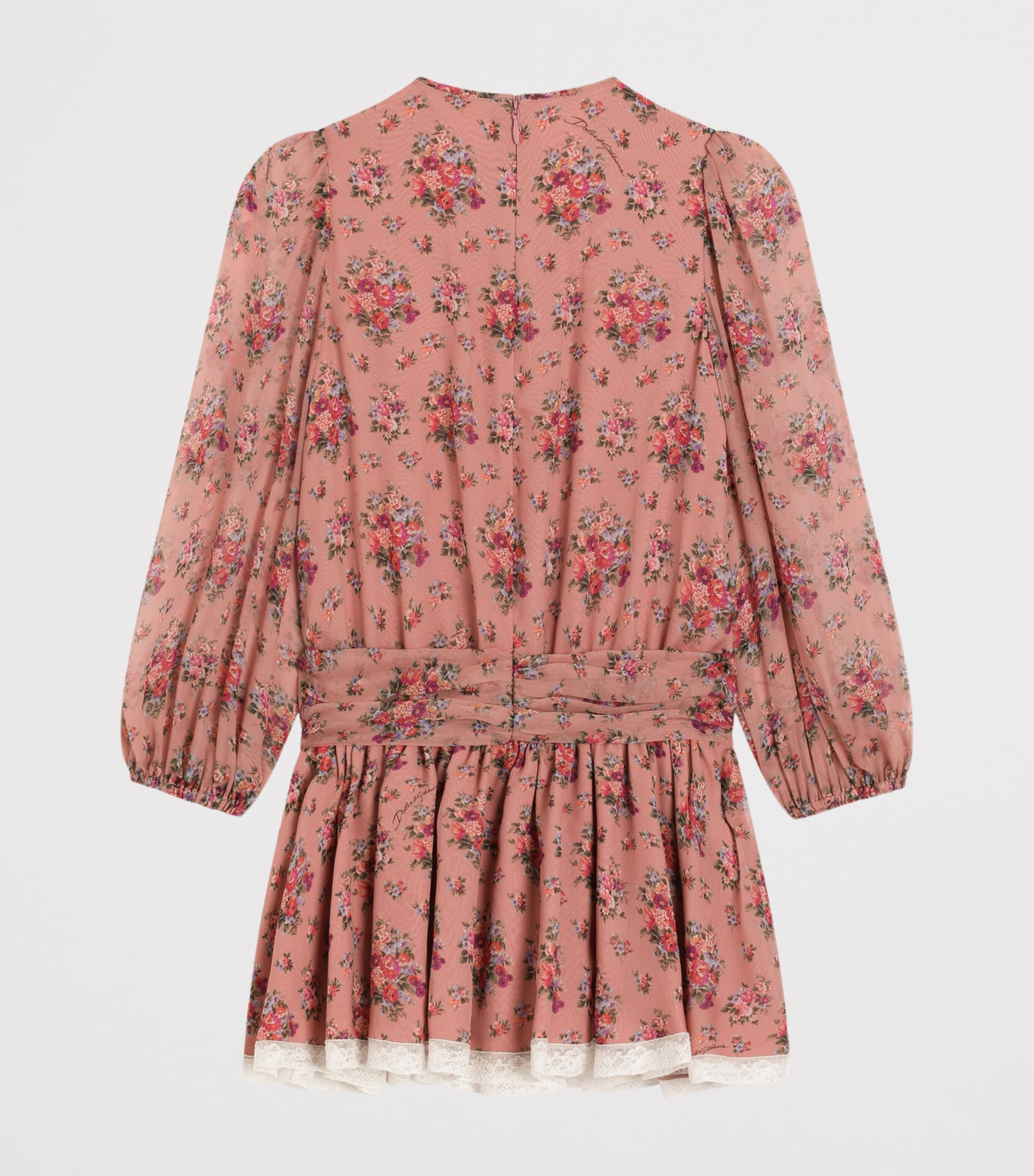 Dolce&Gabbana Kids Silk Bouquet Print Dress (8-12+ Years) Mazzolini Fior Image 2