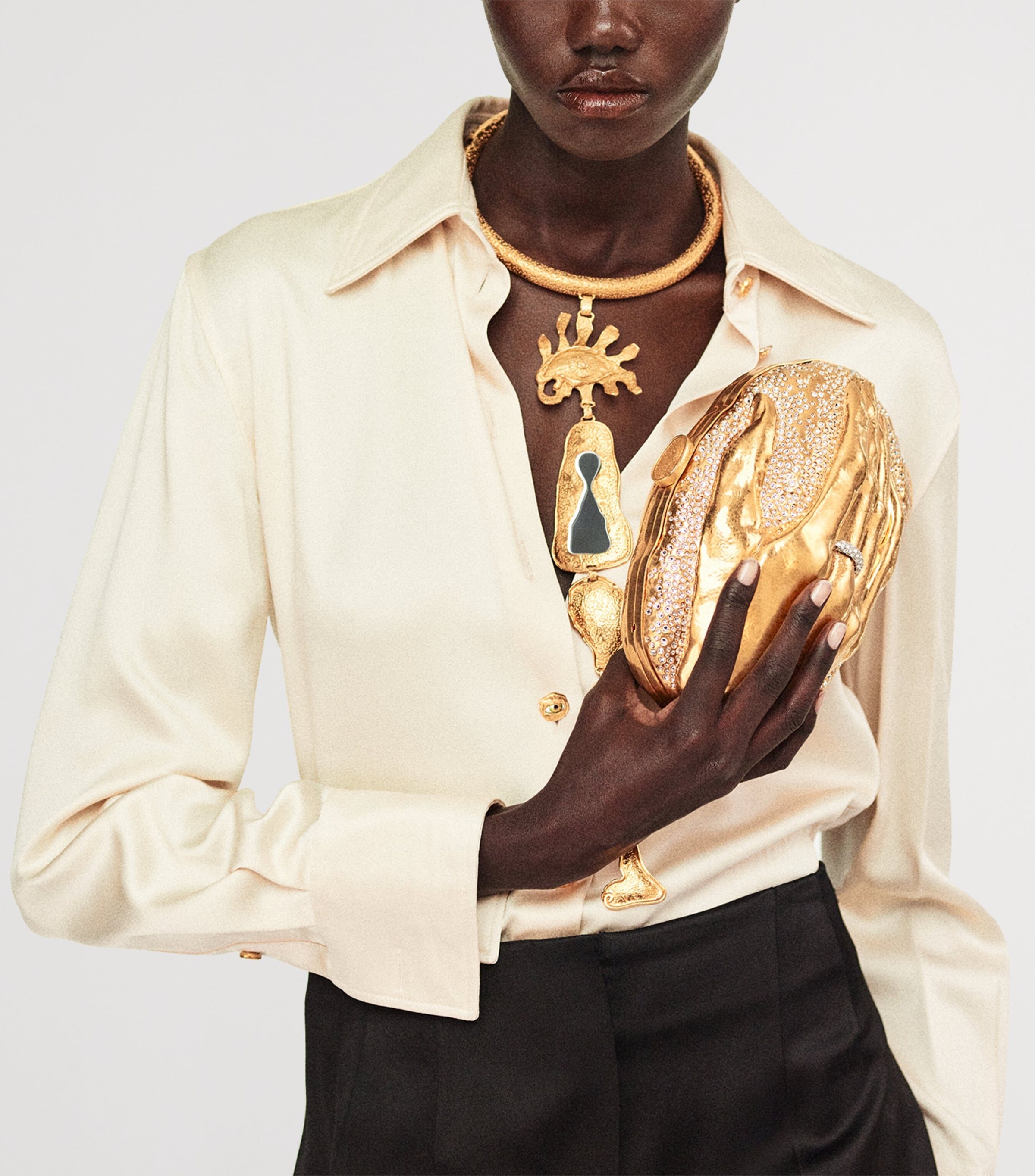 Copper Crystal-Ring Hand Clutch 001 GOLD Image 2