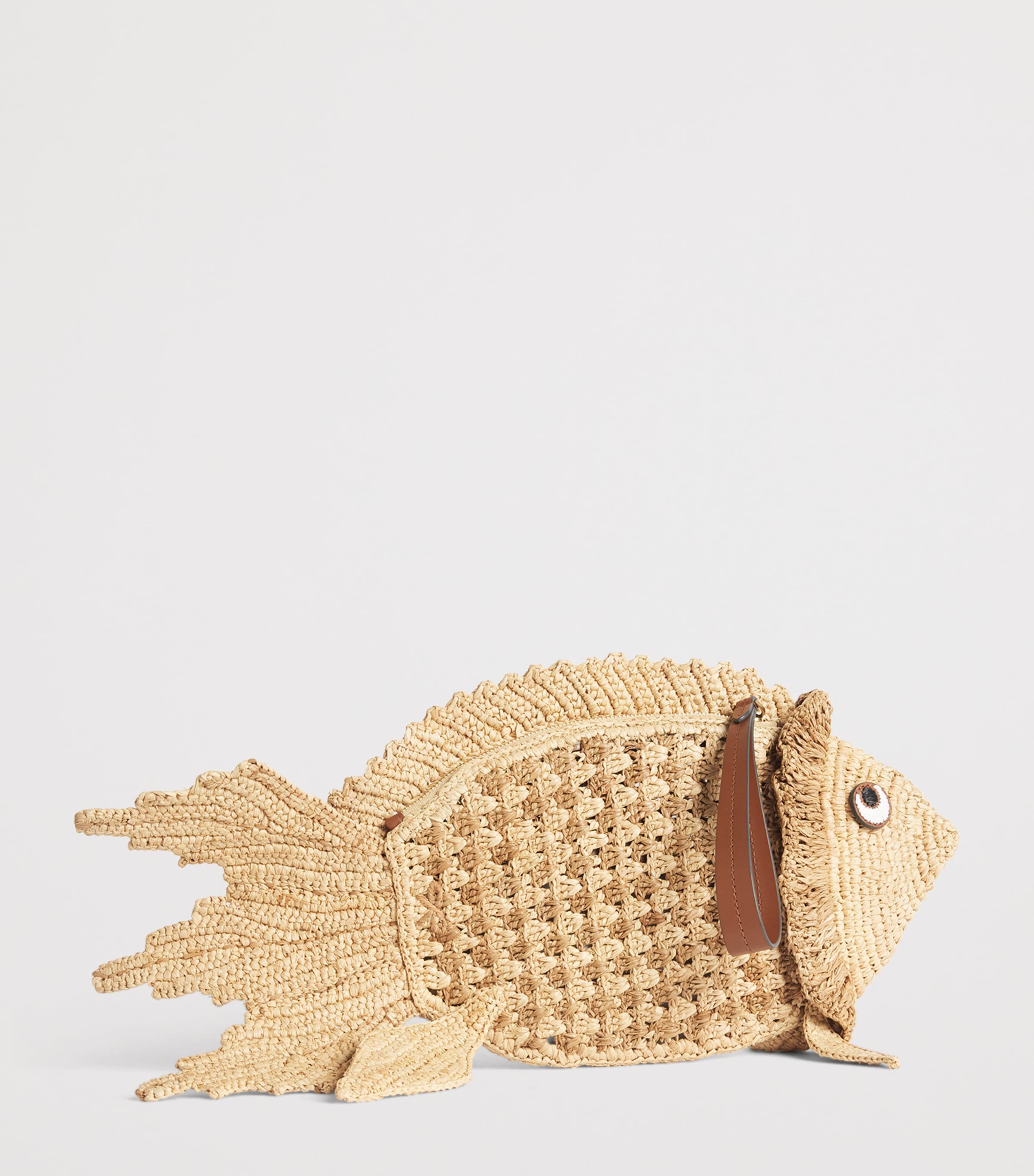 Anya Hindmarch Raffia Fish Clutch Bag Natural Image 3