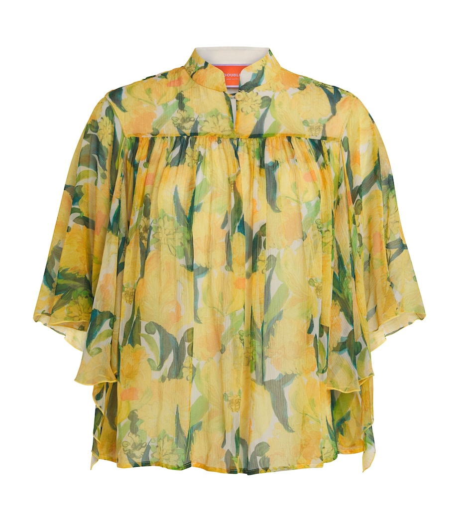 Silk Floral Frappe Blouse YE02 ZESTY Image 1