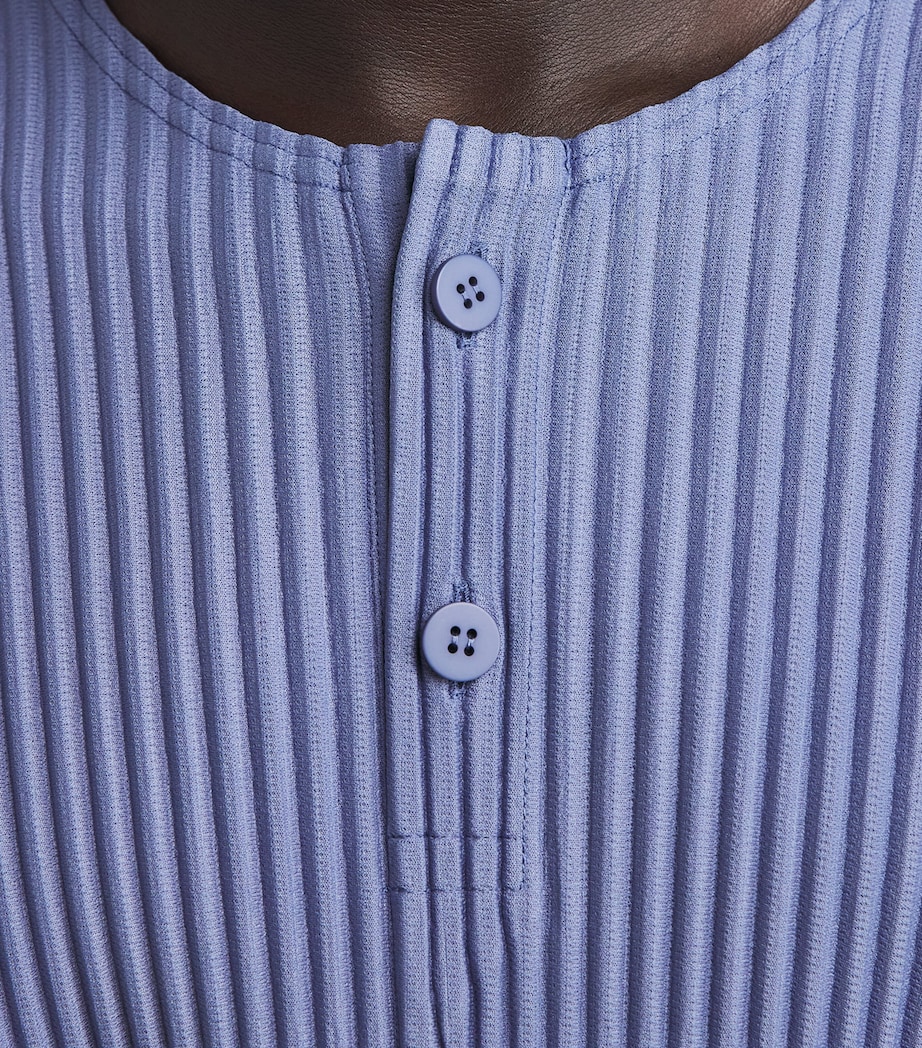 Homme Plissé Issey Miyake Mens Pleated Henley Shirt Manarola Wal Vlt Image 3