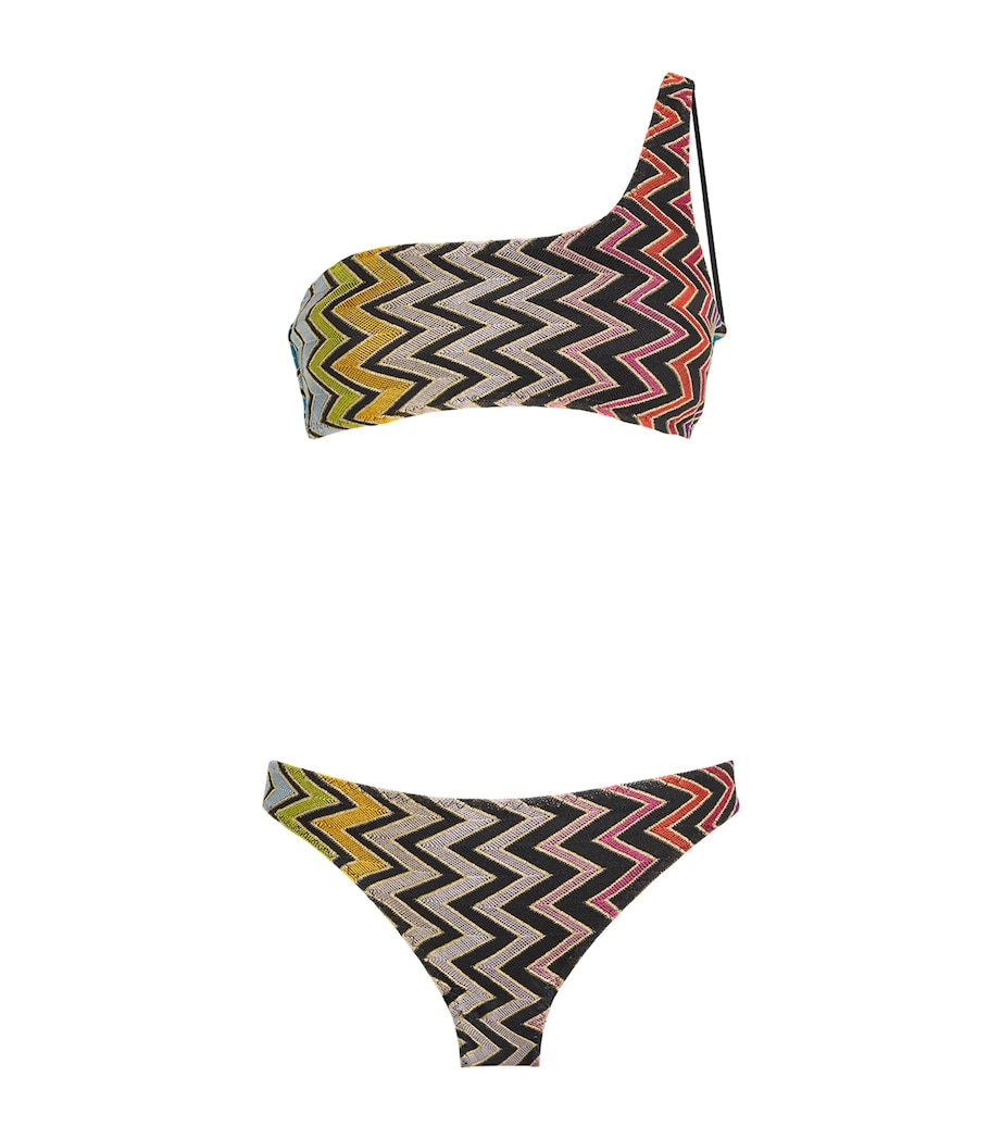 Zigzag One-Shoulder Bikini SM9QH MULTI W BLACK BASE Image 1