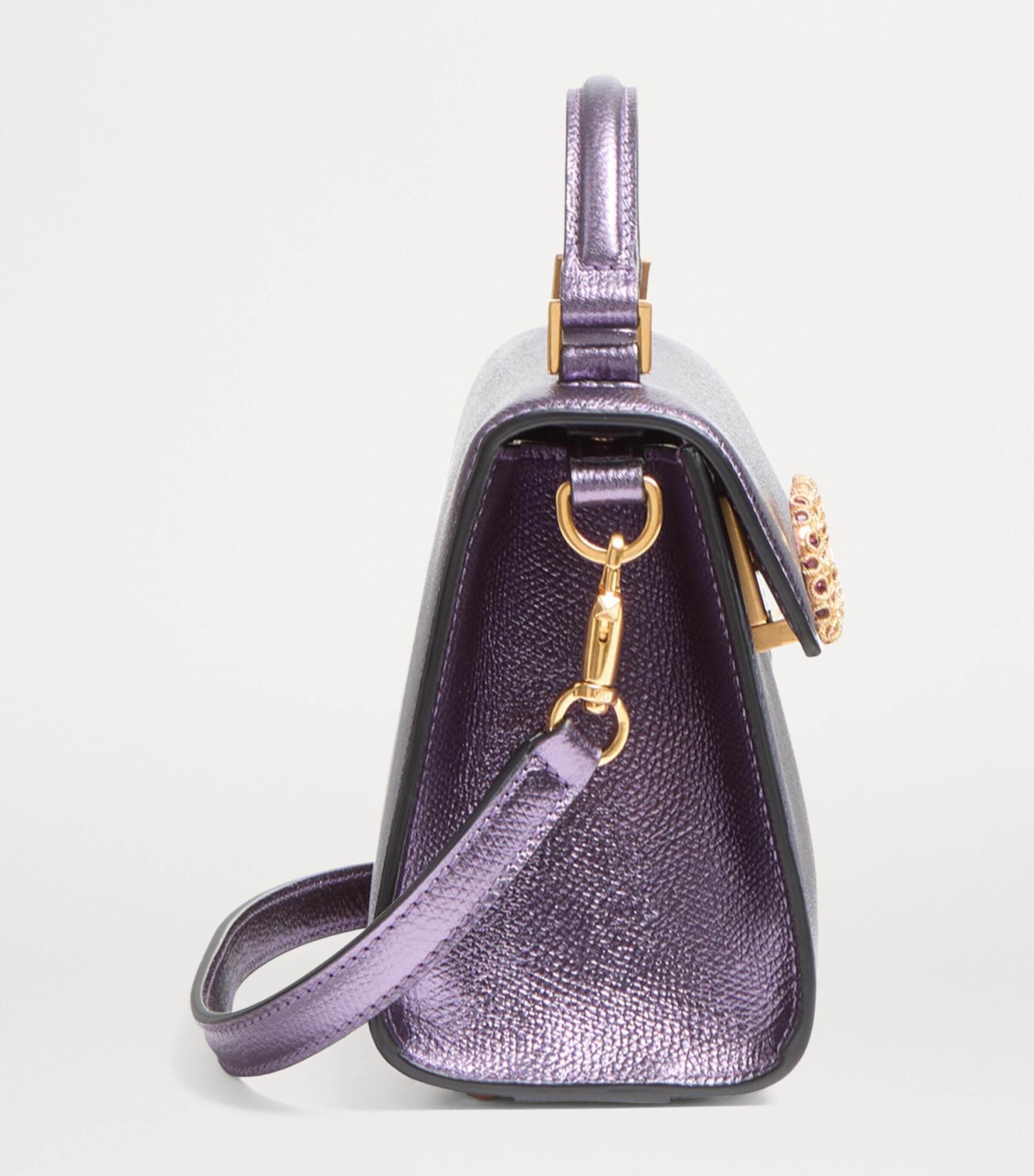 Valentino Garavani Purple Mini Calf Leather VSLING Top-Handle Bag 