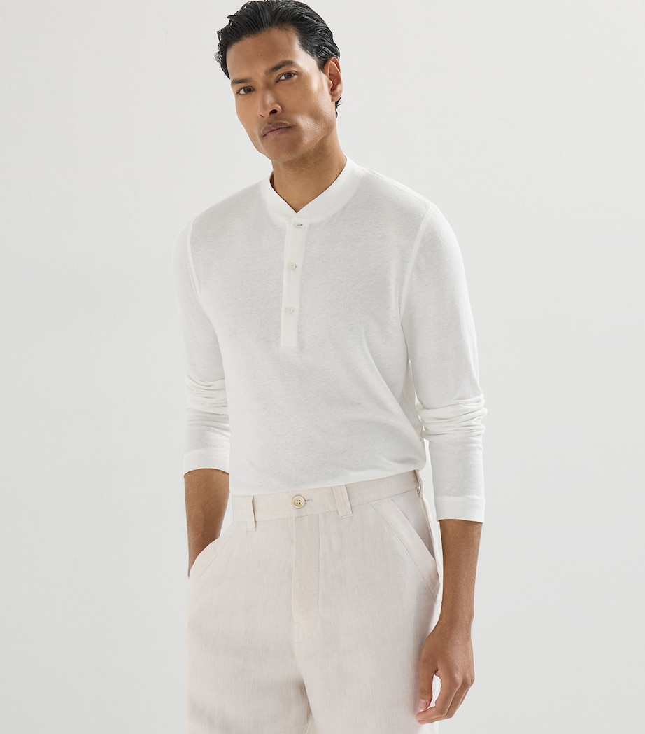 Brunello Cucinelli Mens Linen-Cotton Long-Sleeve T-Shirt Image 4