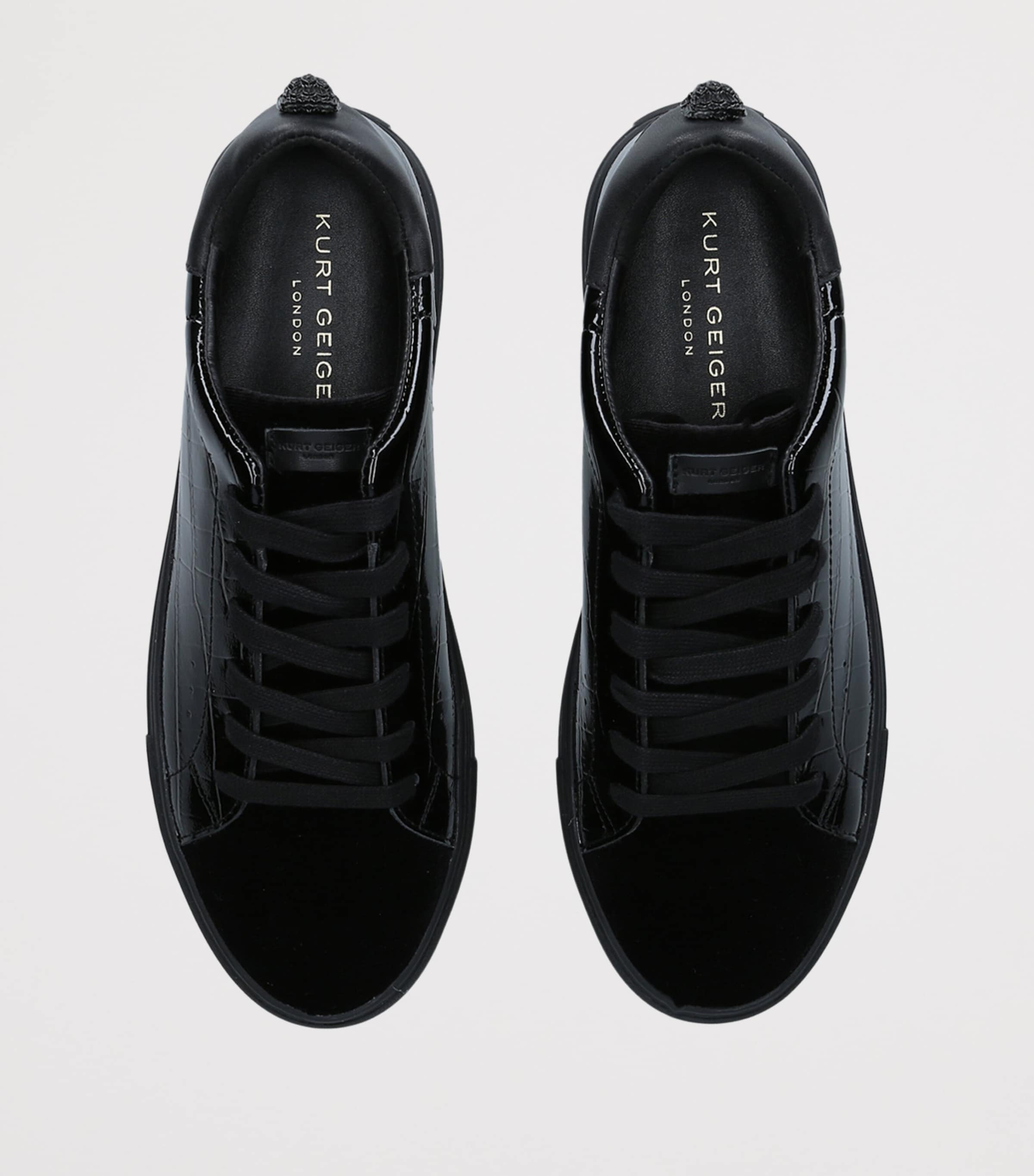 Kurt Geiger London Croc-Embossed Leather Laney Sneakers Black Image 3