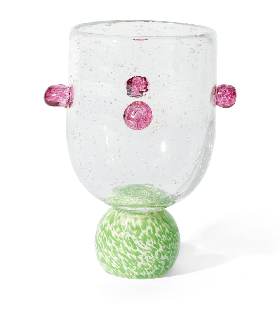 LAETITIA ROUGET Glass Dotty Tumbler (19cm) Green & Pink