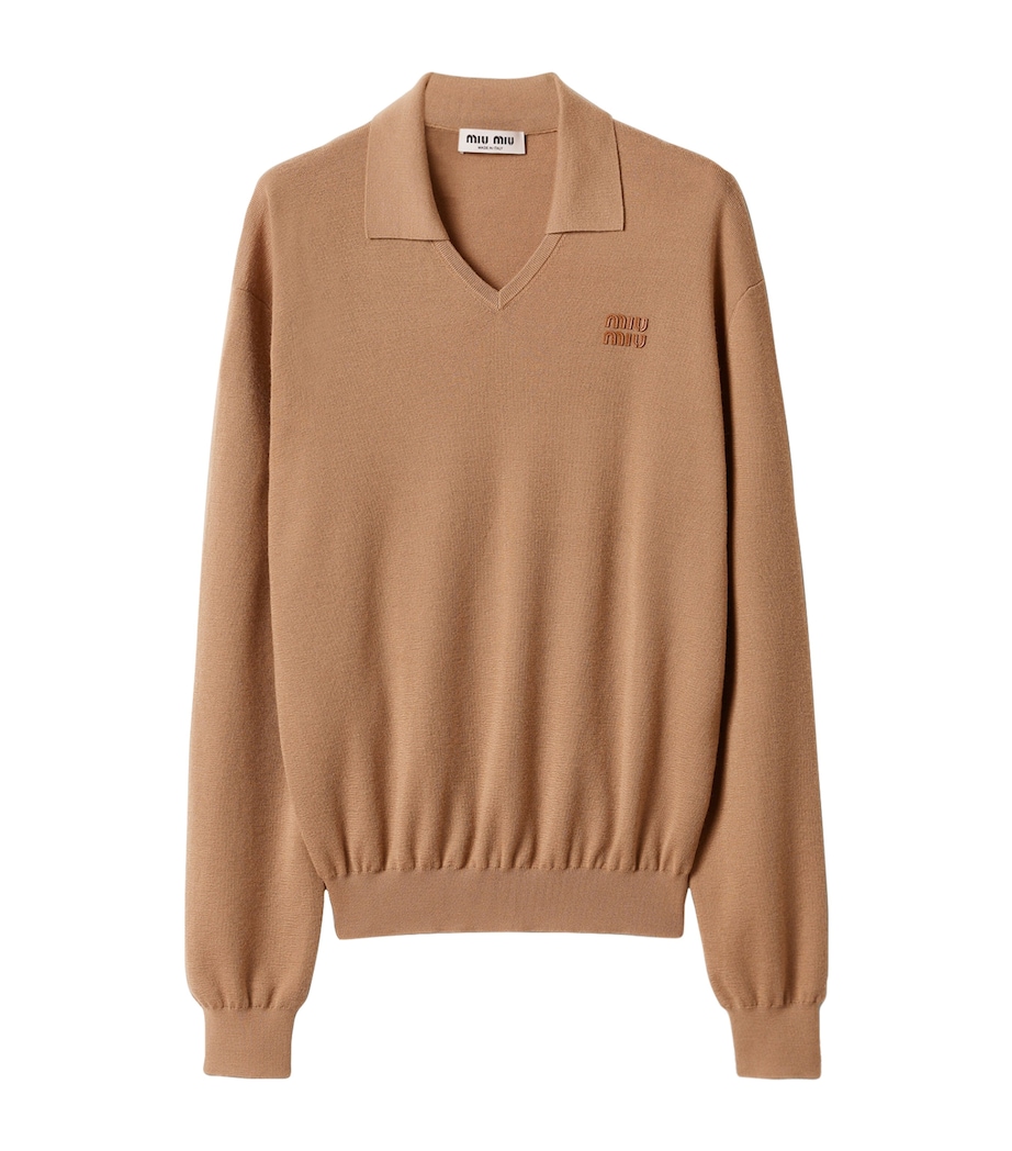 Miu Miu Womens Cashmere Polo Sweater Image 1