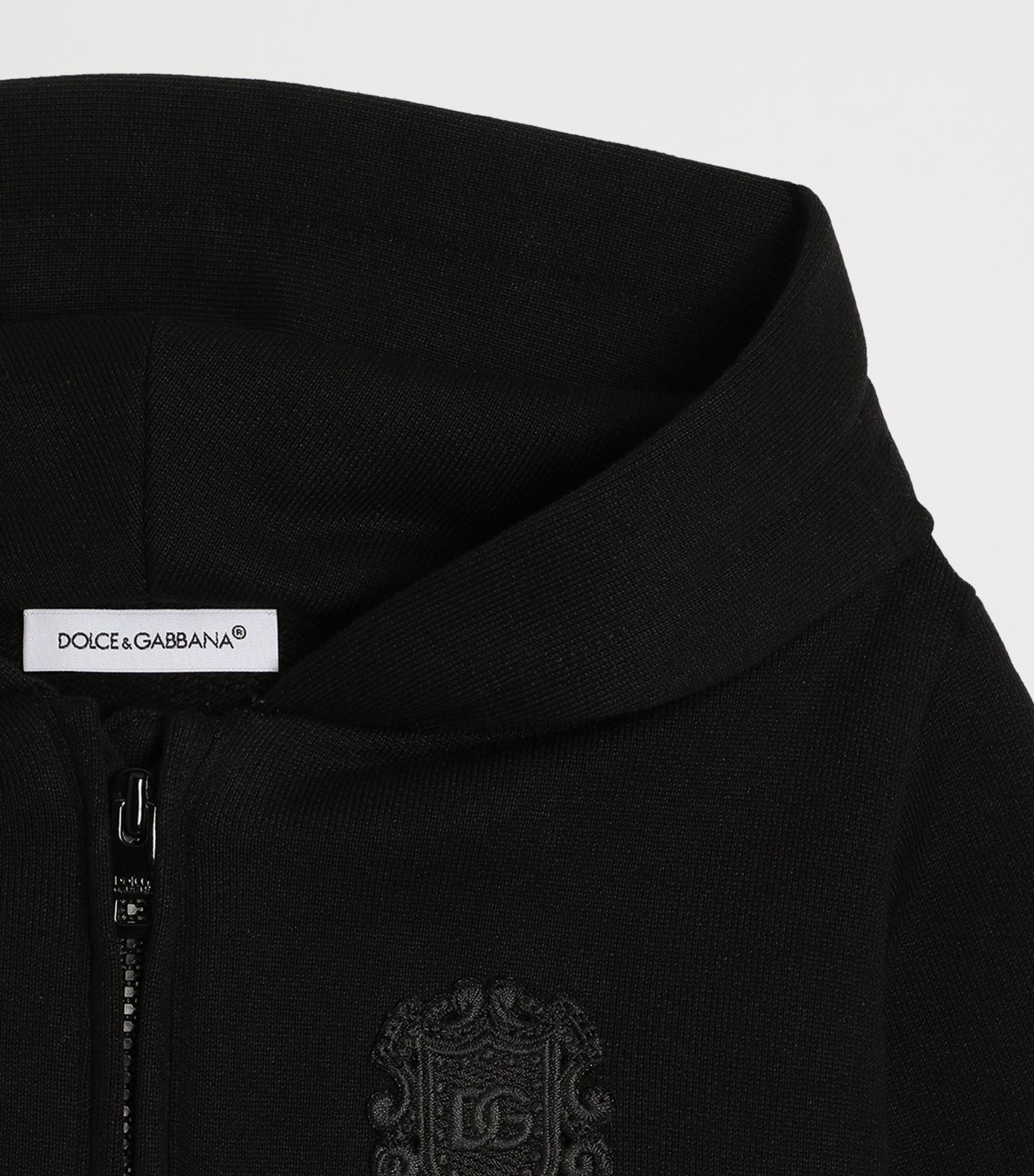Dolce&Gabbana Kids Cotton Logo Zip-Up Hoodie (3-30 Months) Black Image 3
