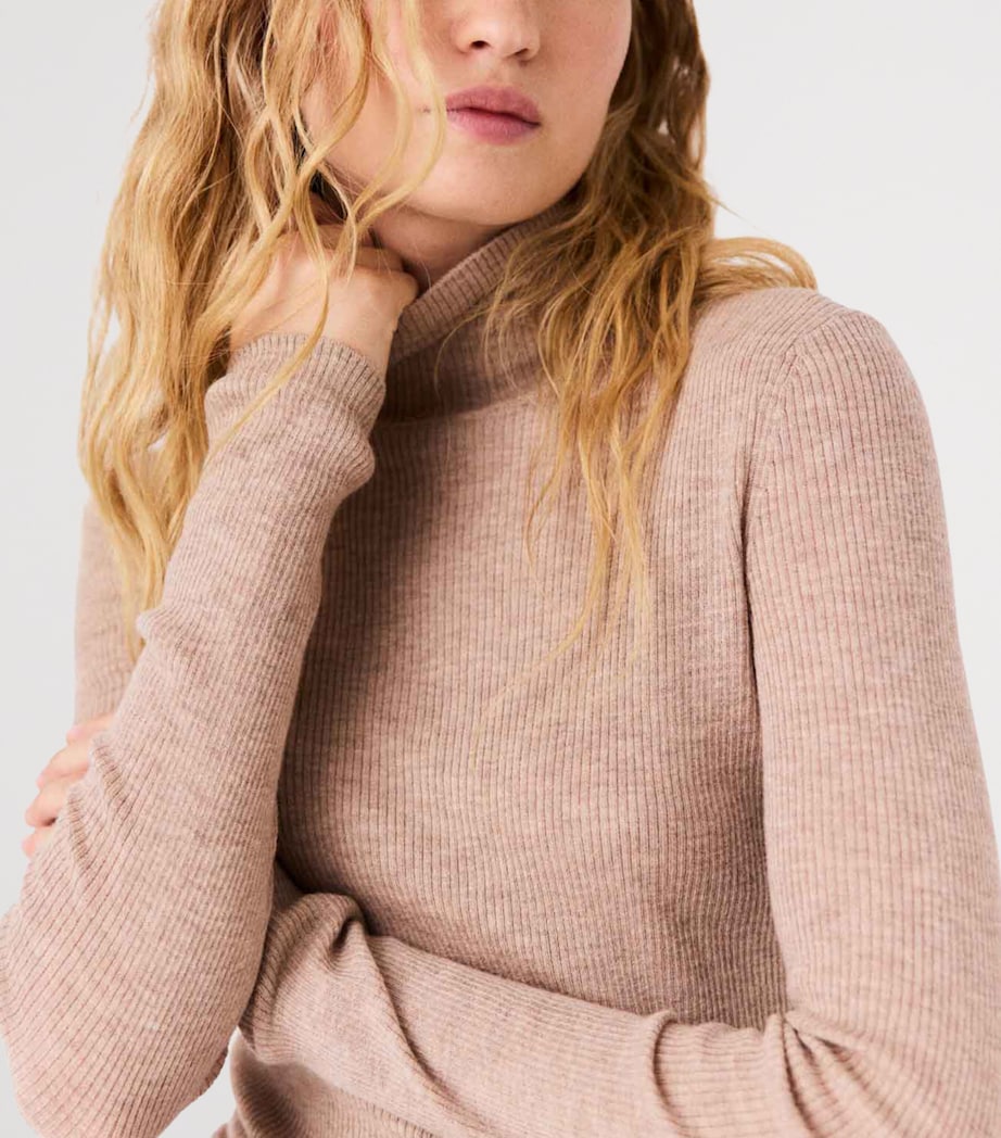 Maje Womens Wool-Silk Rollneck Sweater Beige Image 8