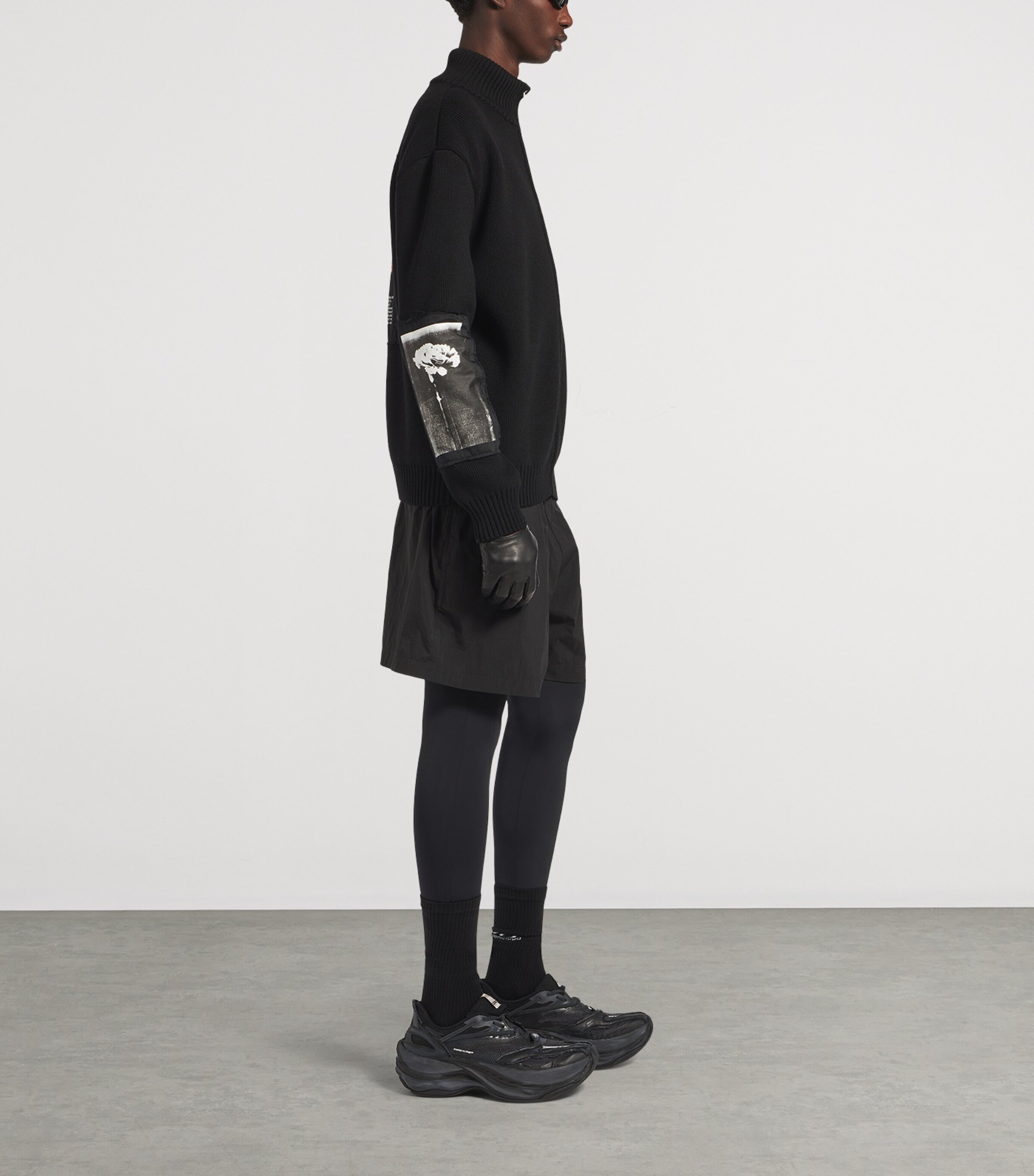 Balenciaga Mens Wool Artwork Patch Zip-Up Jacket Image 4