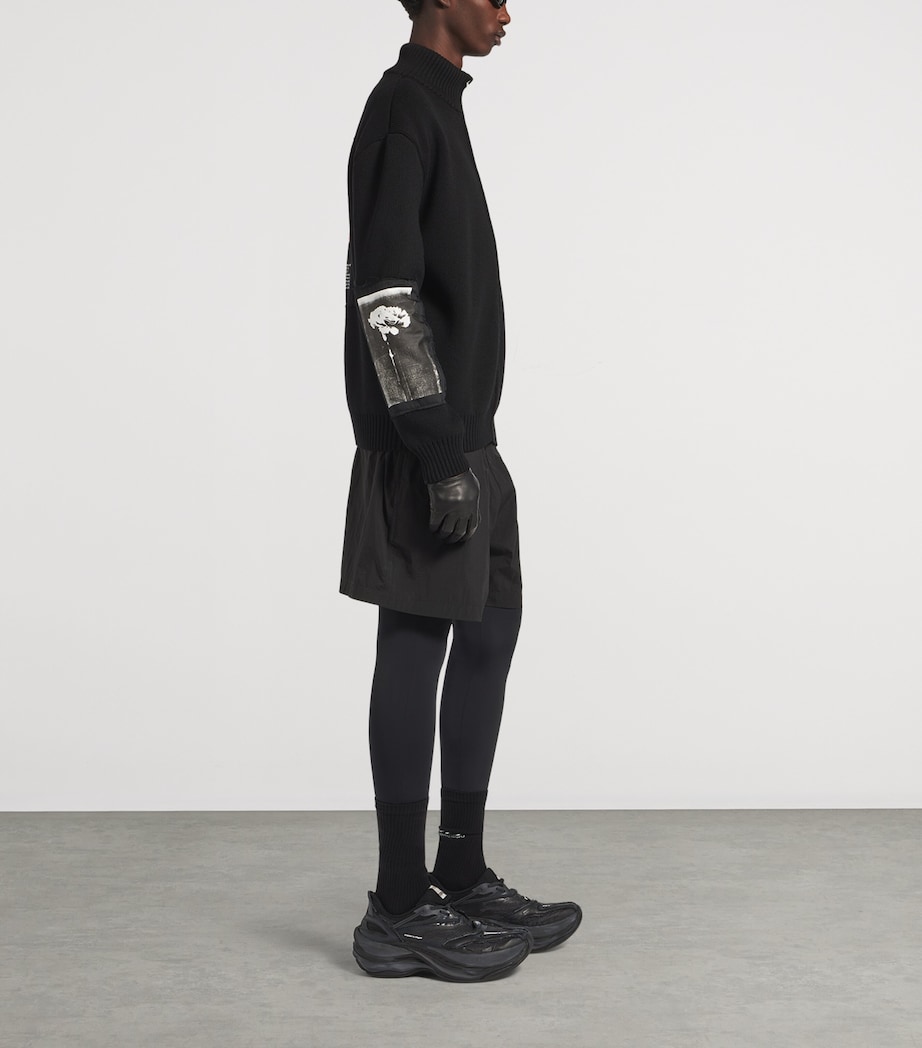 Balenciaga Mens Wool Artwork Patch Zip-Up Jacket Image 4