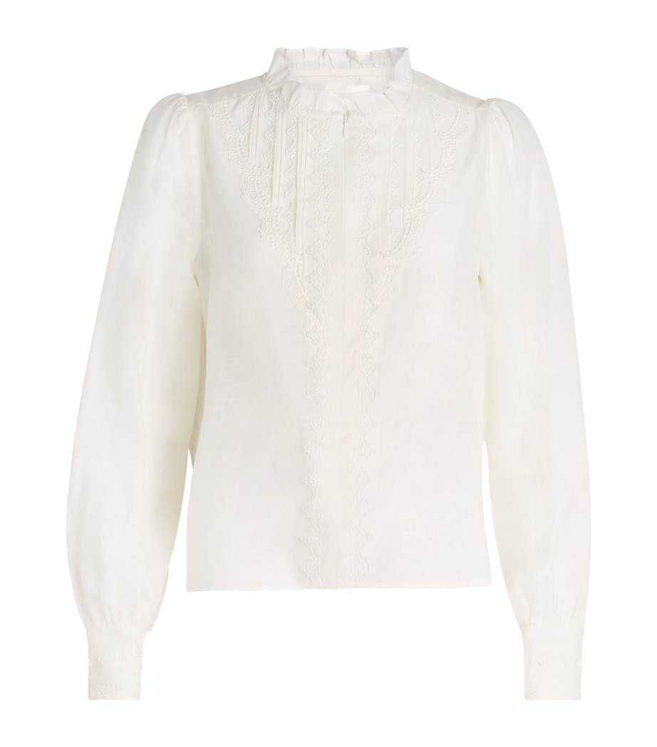 Cotton-Silk Lace-Trim Shirt LIGHT CREAM Image 1