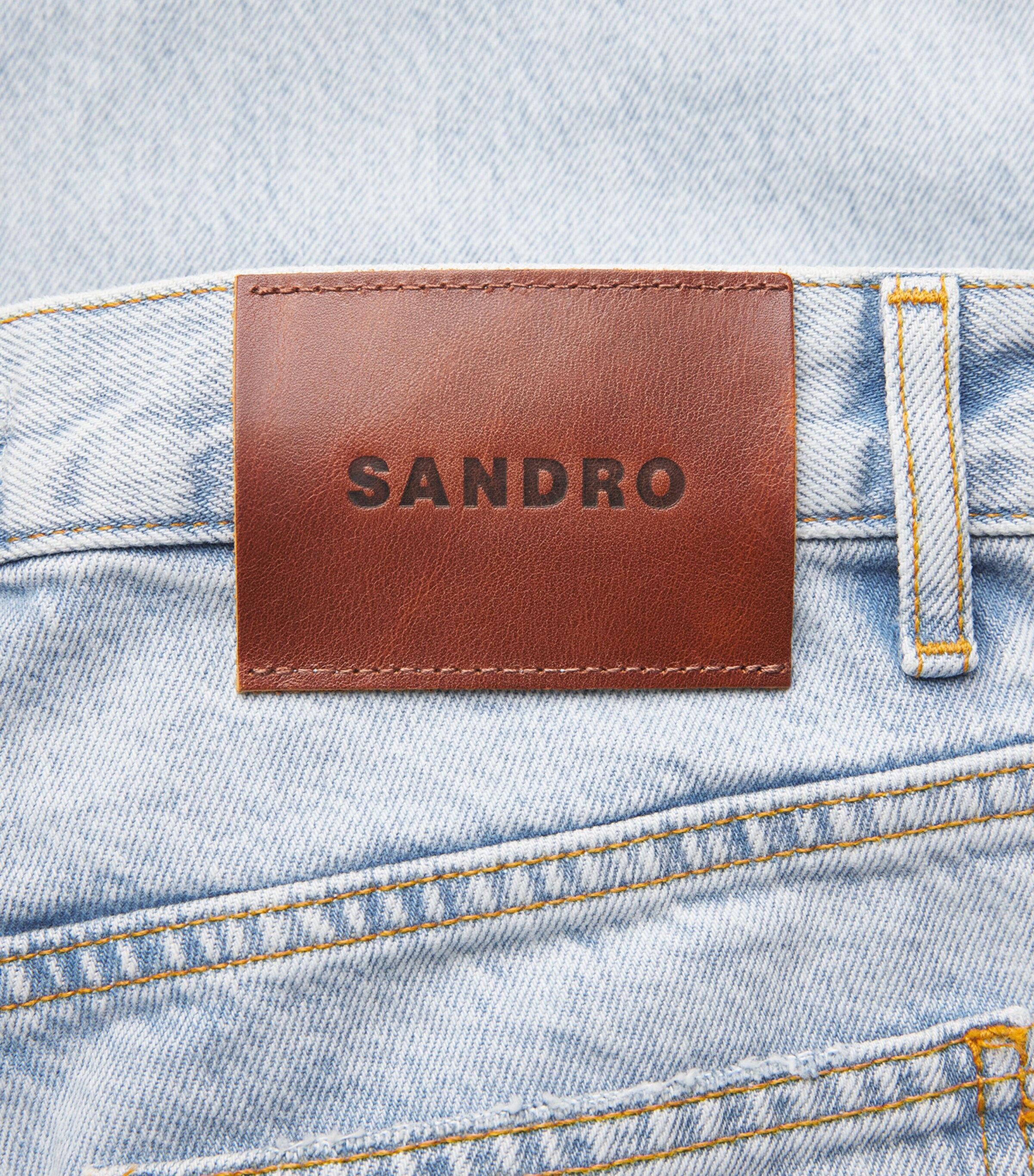 Sandro Paris Womens Straight-Leg Patch Pocket Jeans Light Bu Jean Image 6