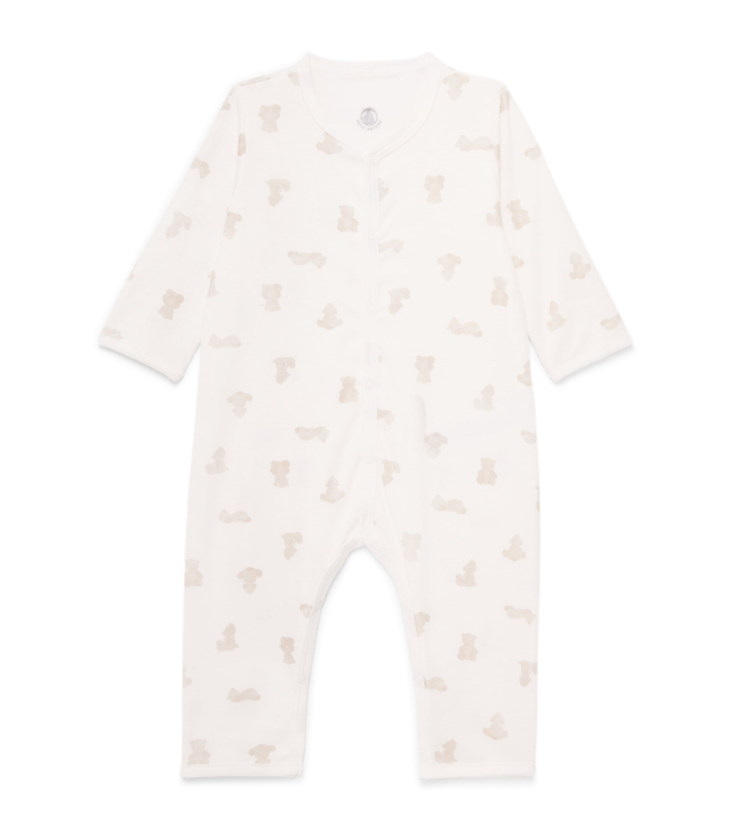 Petit Bateau Bear Print All-In-One (1-12 Months) Marshmallow/brun Image 1