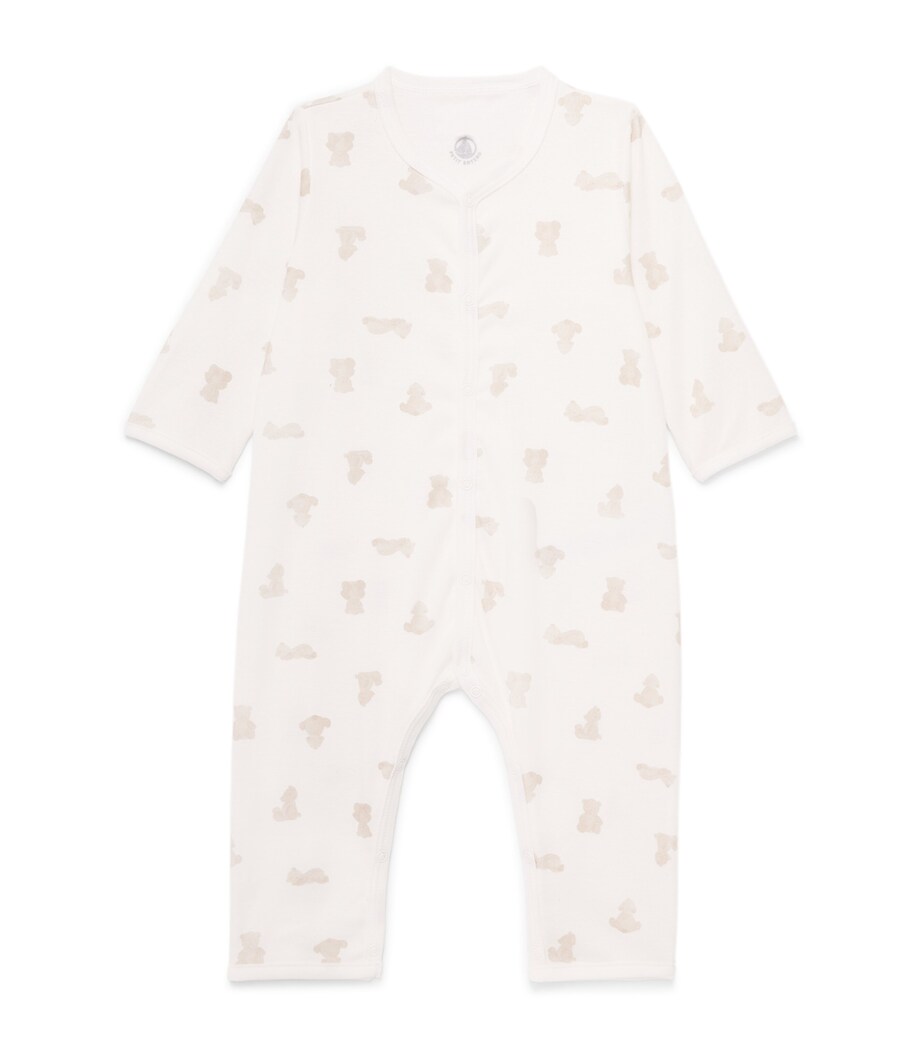 Petit Bateau Bear Print All-In-One (1-12 Months) Marshmallow/brun Image 1