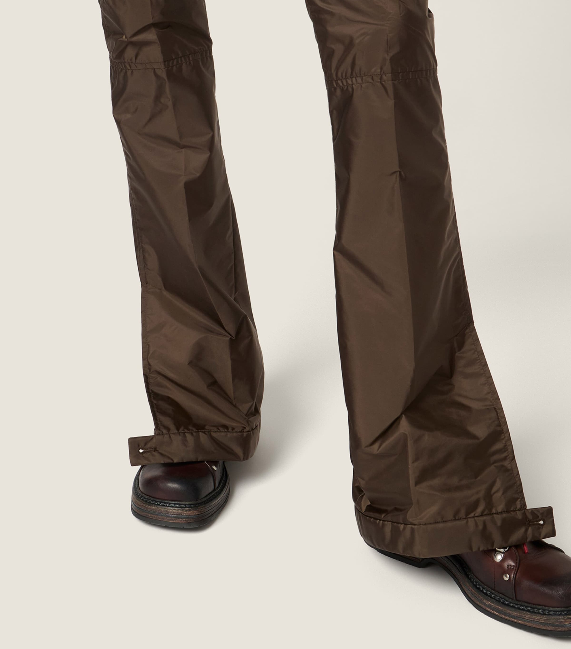Miu Miu Womens Technical Fabric Flare Trousers Brown Image 4