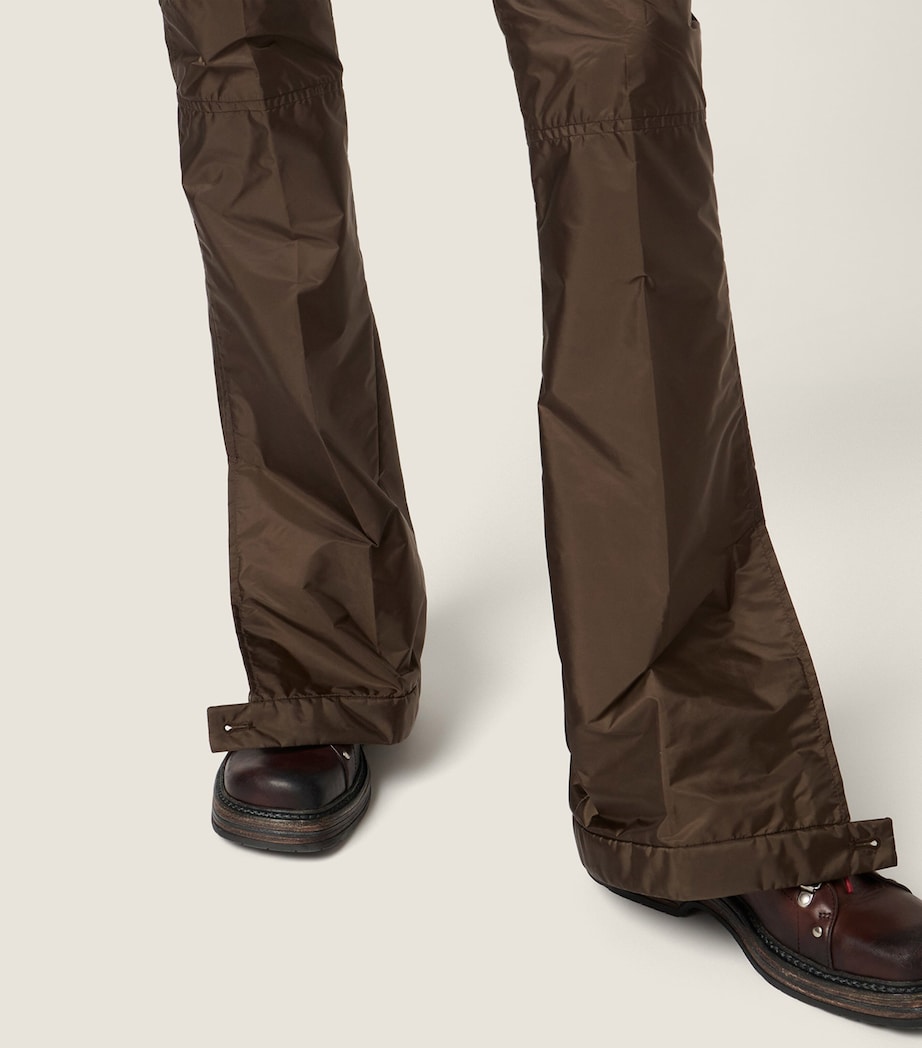 Miu Miu Womens Technical Fabric Flare Trousers Brown Image 4