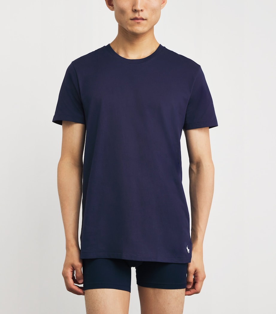 Cotton Crew-Neck T-Shirt (Pack of 3) NVY/WHT/OXF BLU Image 2