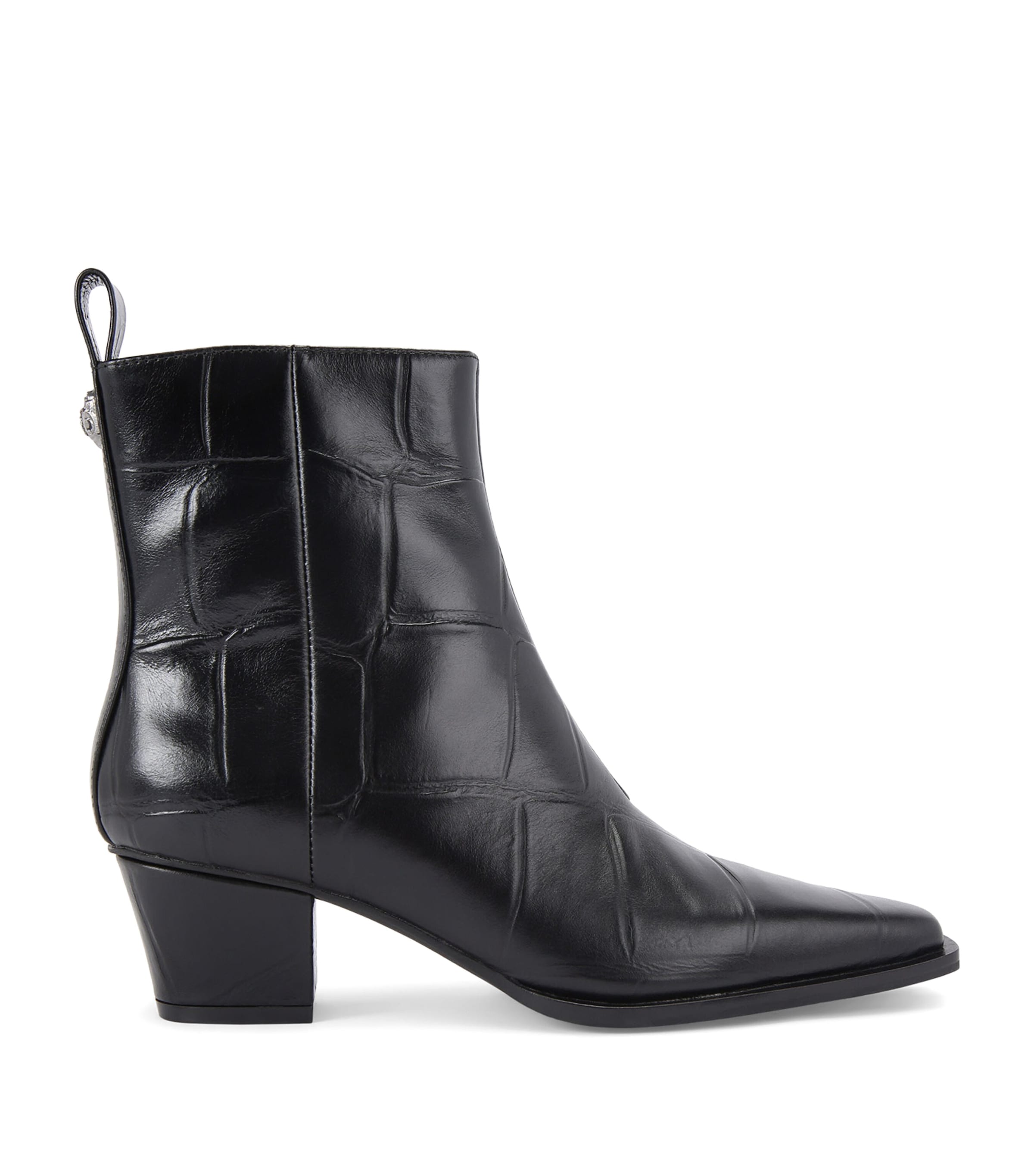 Kurt Geiger 48mm Croc-embossed Eagle Ankle Boot In Black