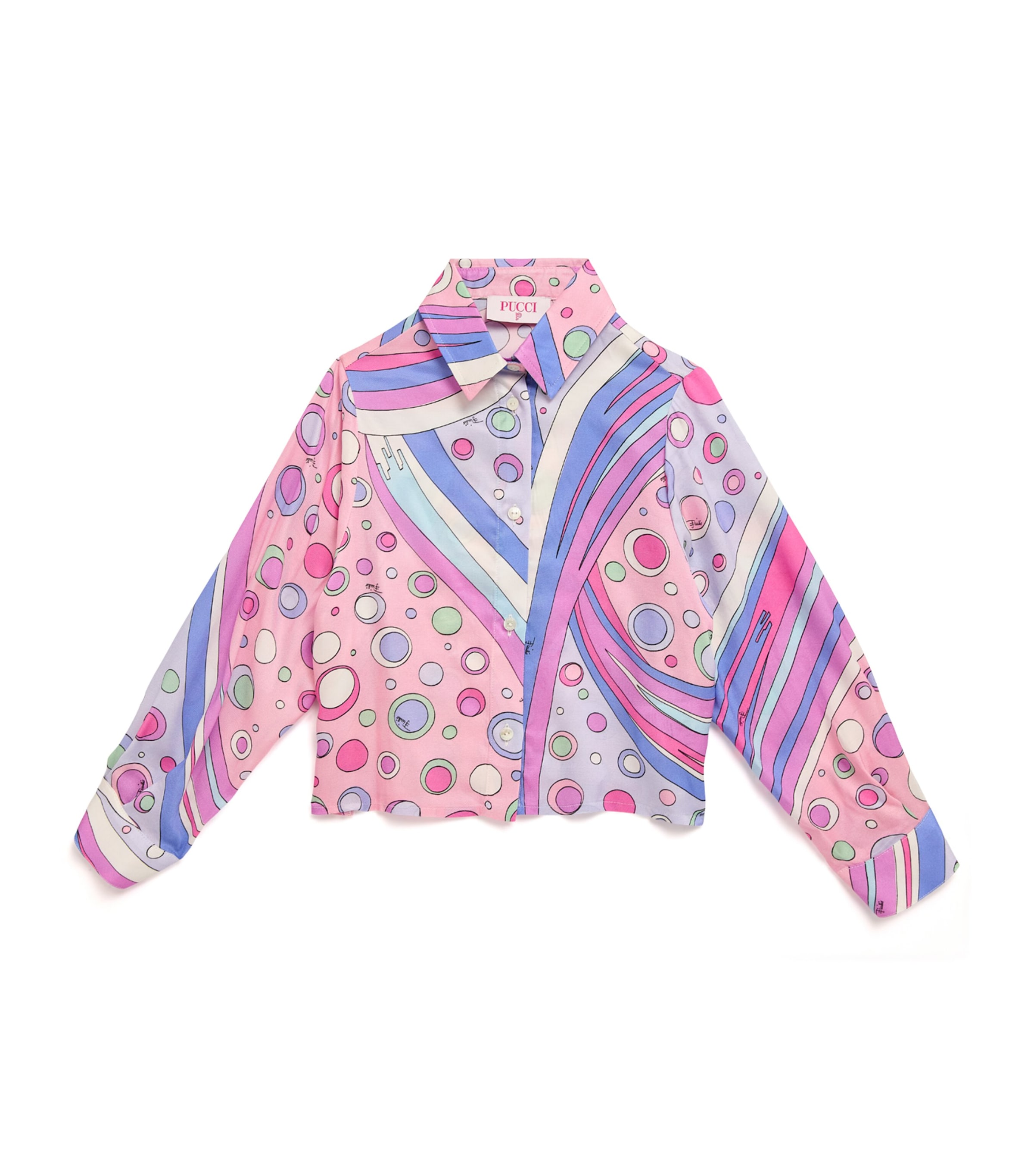 Shop Pucci Junior Oversized Fontane Print Shirt Dress