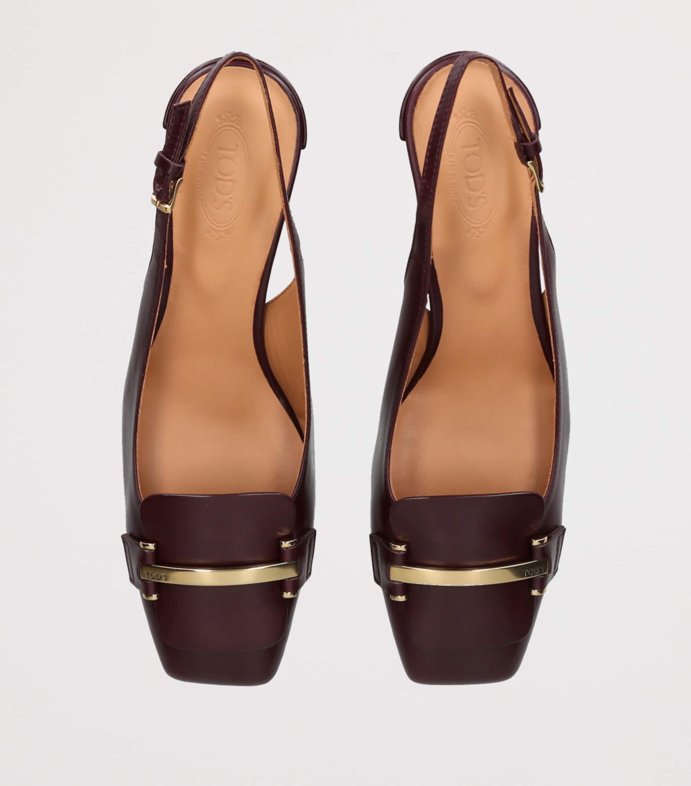 Tod's Leather Barretta Slingback Pumps 50 Brown Image 4