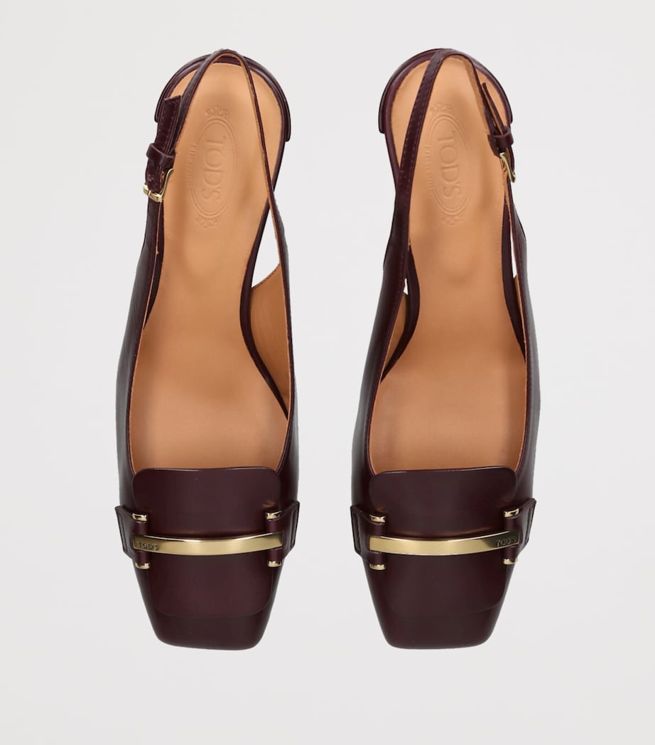 Leather Barretta Slingback Pumps 50 BROWN Image 4