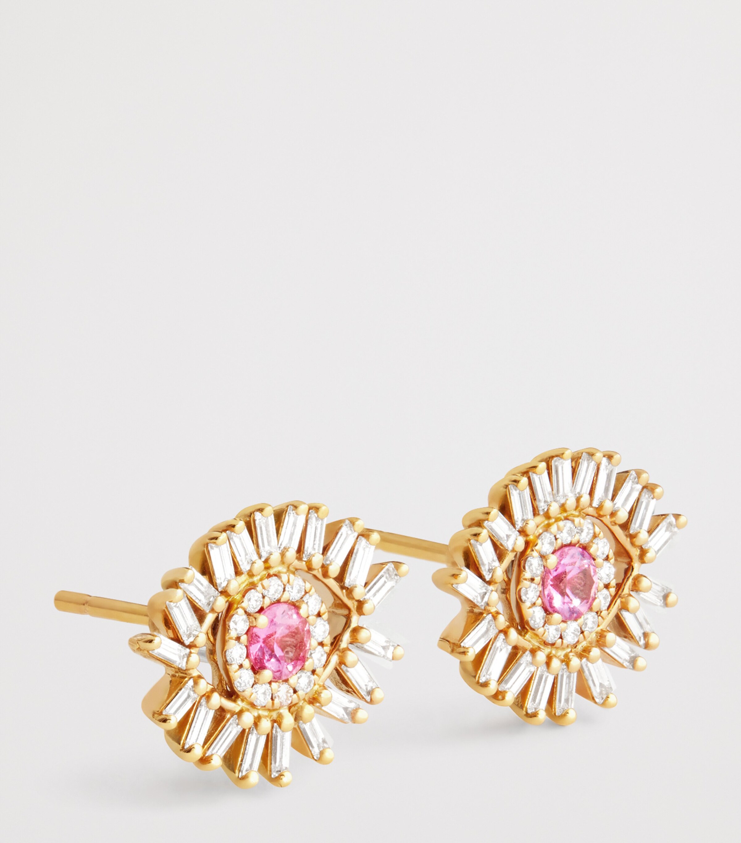 Suzanne Kalan Rose Gold, Diamond and Pink Sapphire Mini Evil Eye Stud Earrings Rg/p Image 3