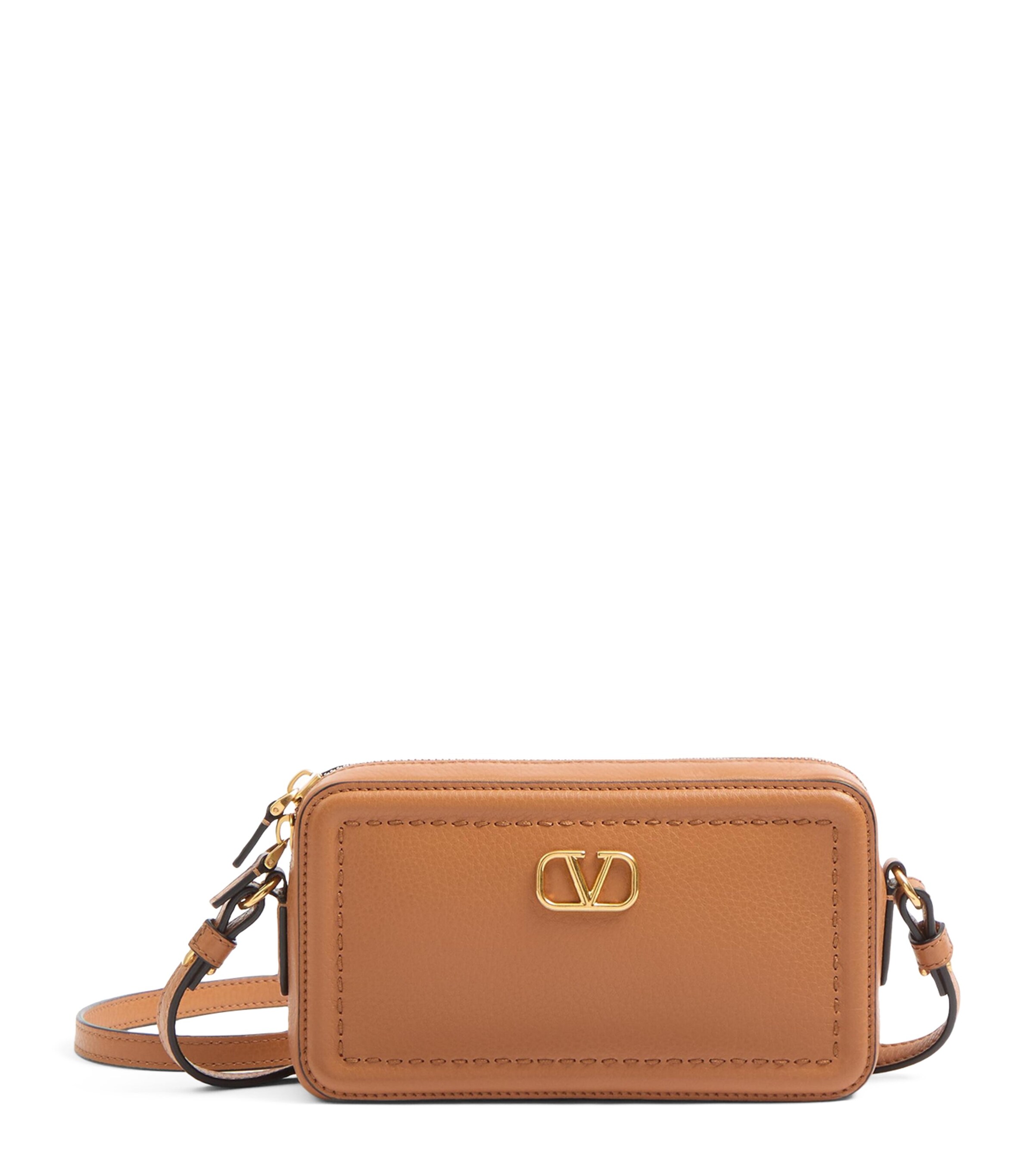 Valentino Garavani Beige Mini Leather AllTime Camera Bag Harrods US