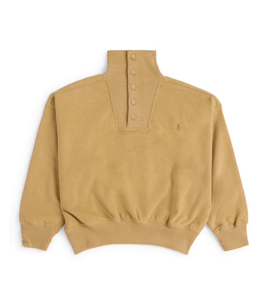 Ralph Lauren Kids Quarter-Button Sweatshirt (7-14 Years) Camel Image 1