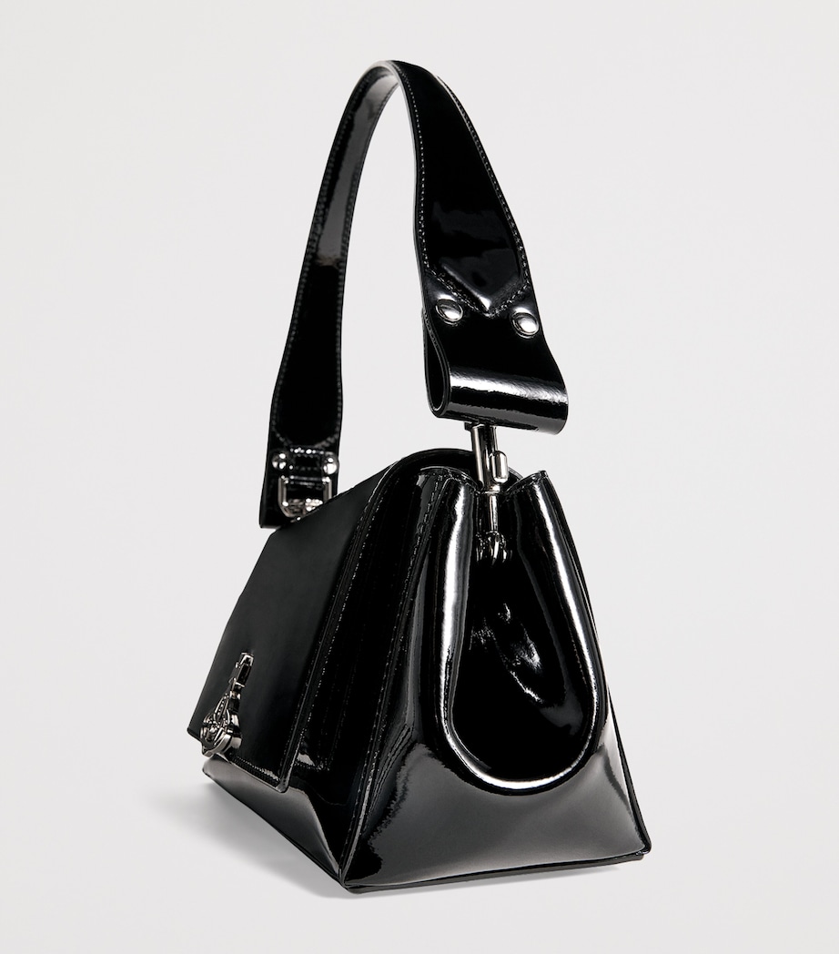 Medium Patent Leather Hazel Top-Handle Bag N403 BLACK Image 4