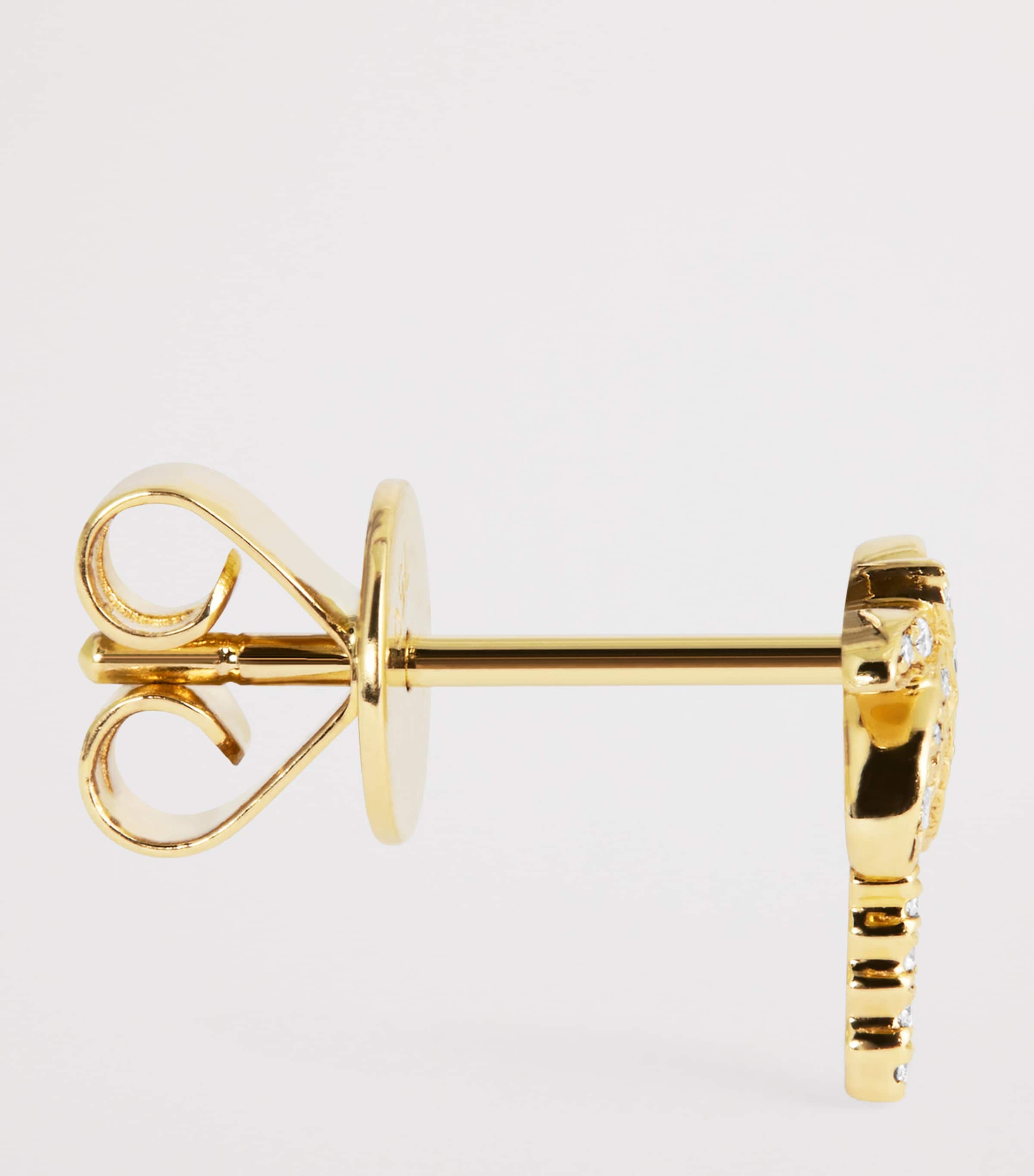 Yellow Gold and Diamond Palm Tree Single Earring YELLOW GOLD Image 4