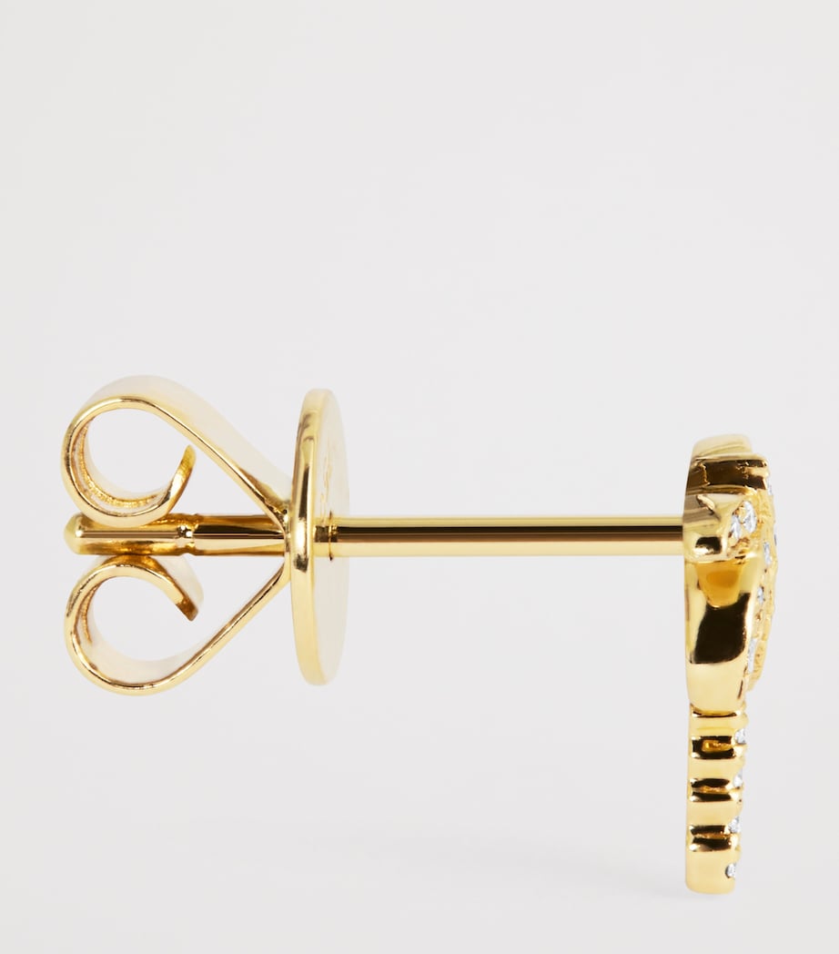 Yellow Gold and Diamond Palm Tree Single Earring YELLOW GOLD Image 4