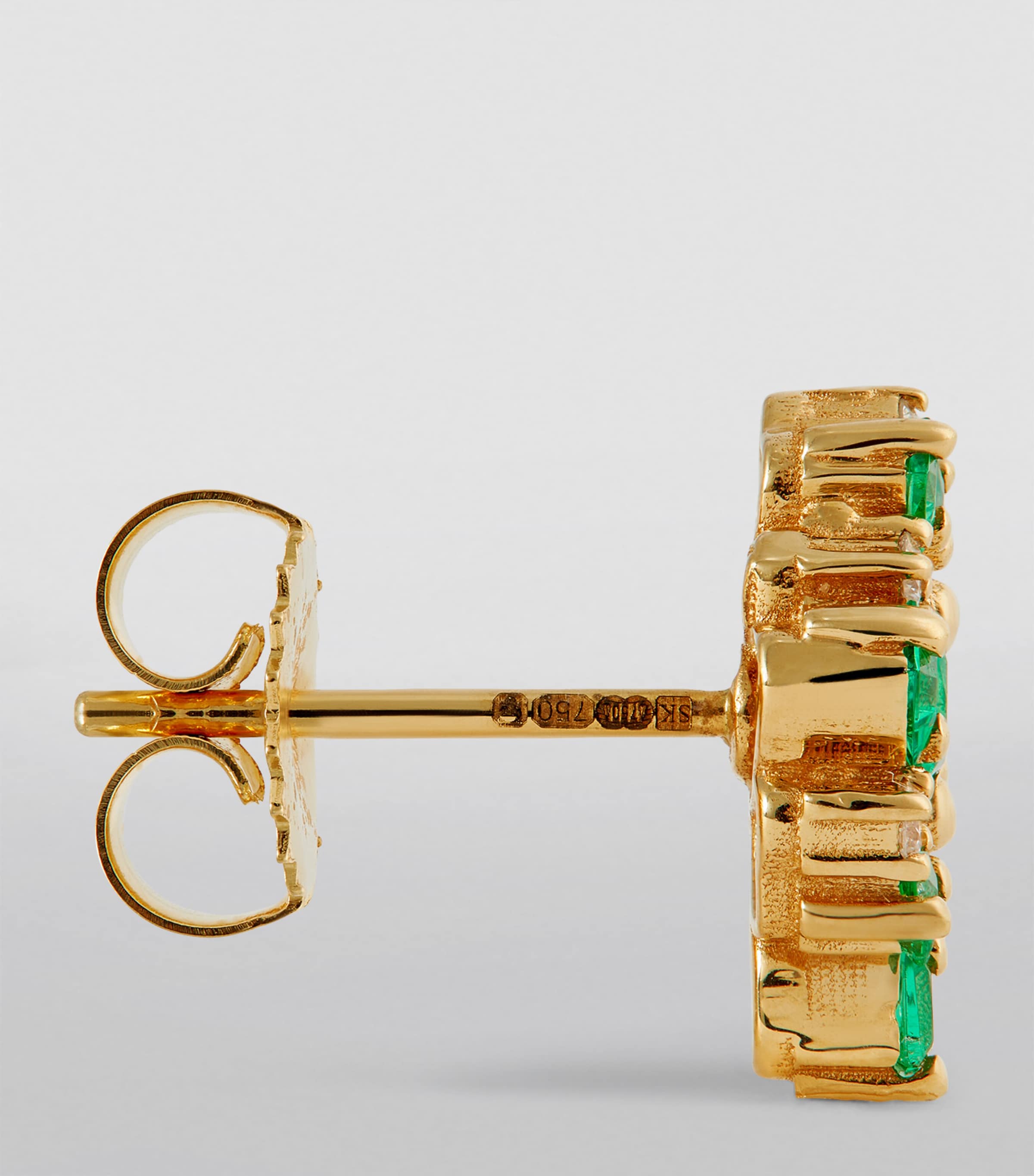 Yellow Gold, Diamond and Emerald La Fantaisie Stud Earrings 18K YG/EMER Image 3