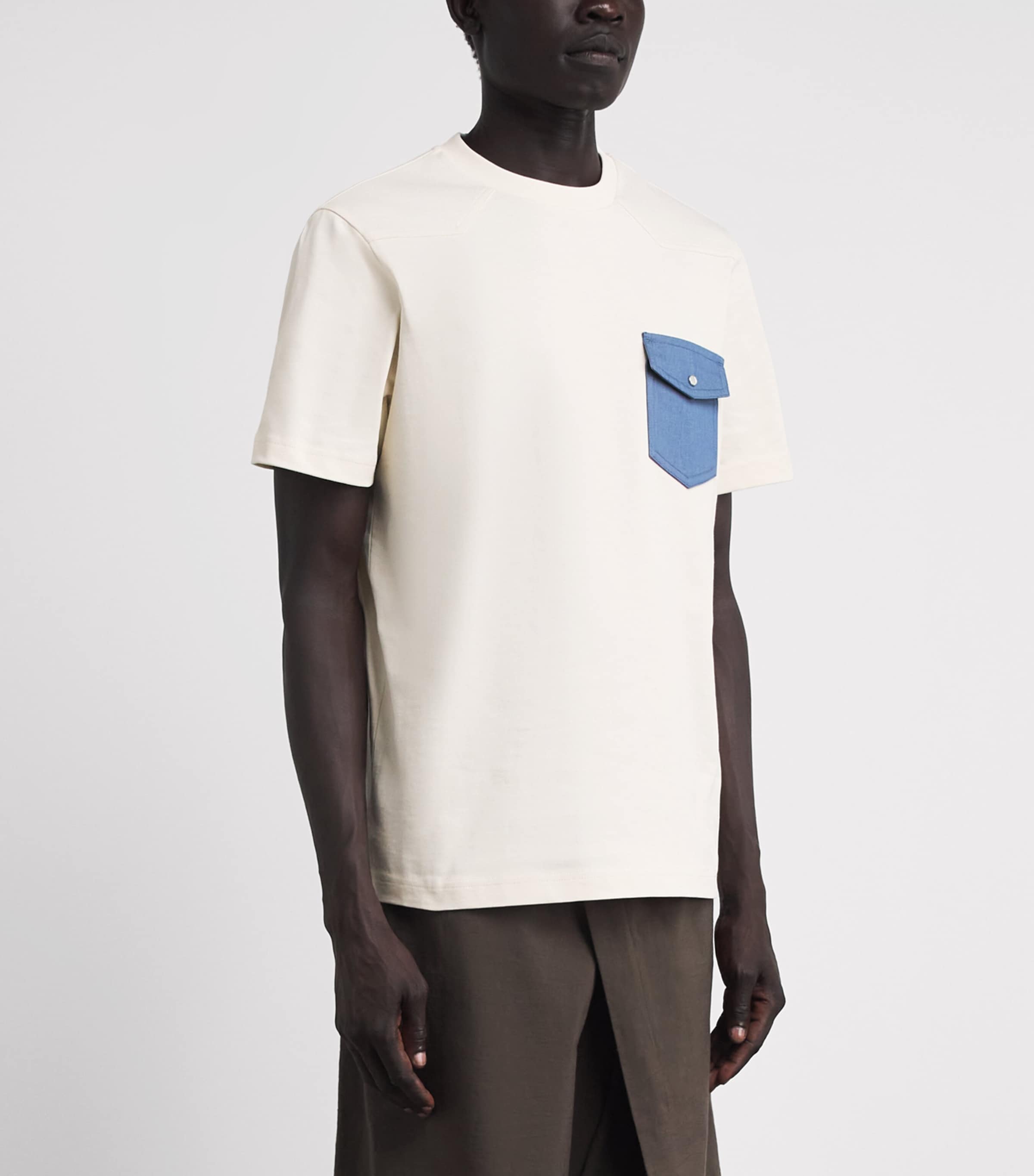 Moncler Mens Cotton Denim-Pocket T-Shirt Image 4